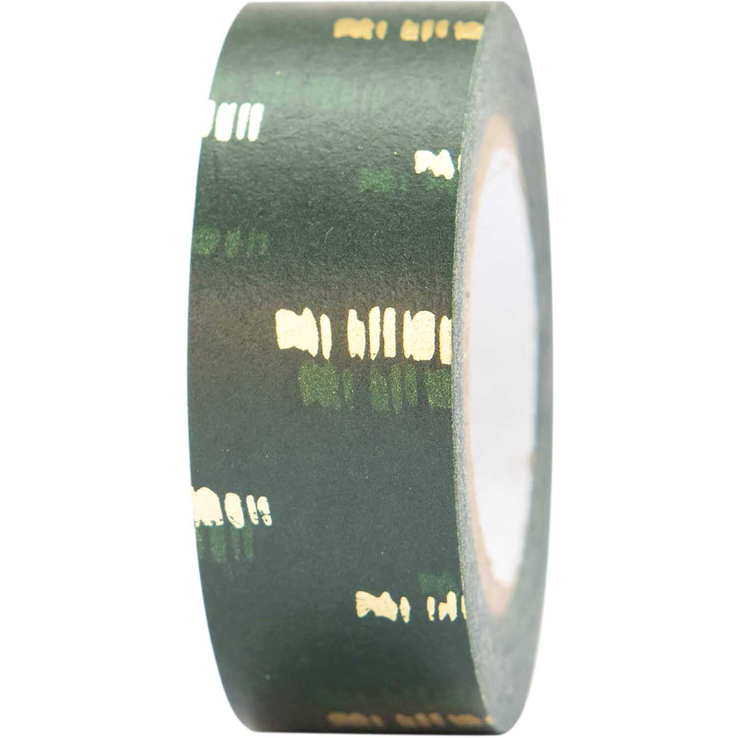 Paper Poetry Tape Struktur grün-gold von Rico Design, 1,5 cm breit, 10 m lang, mit elegantem Muster.