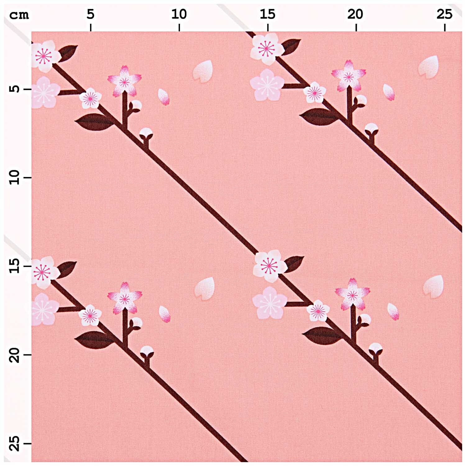 Meterware Baumwoll-Popelin pfirsich Sakura Zweige von Rico Design