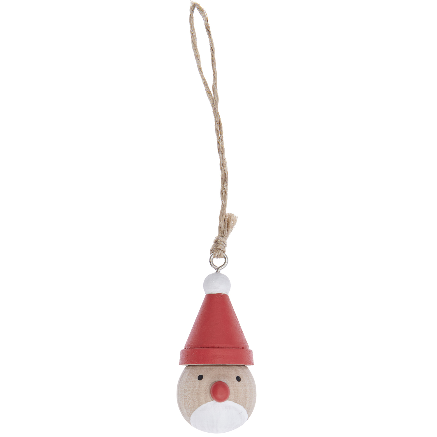 Holzhänger Santa 5x3cm von Rico Design zeigt einen niedlichen Holz-Santa mit rotem Hut und Bart. Ideal für festliche Dekorationen.
