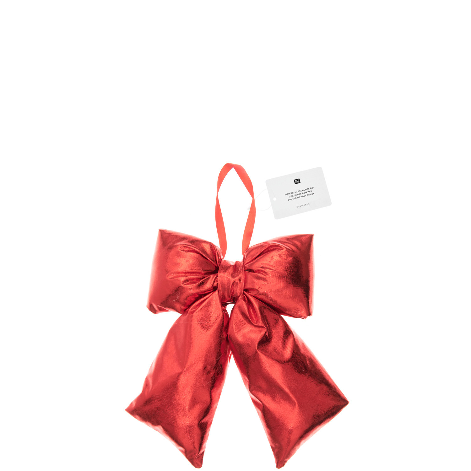 Weihnachtsschleife Rot Größe 24x19x5cm von Rico Design Weihnachtsschleife Rot von Rico Design: Große, glänzende Schleife mit Band, ideal für festliche Dekorationen.
