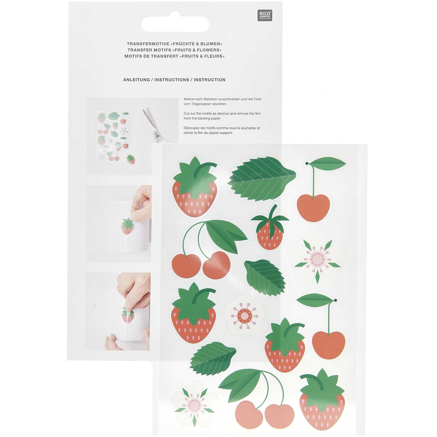 Transfermotiv Früchte & Blumen 15 Stück von Rico Design