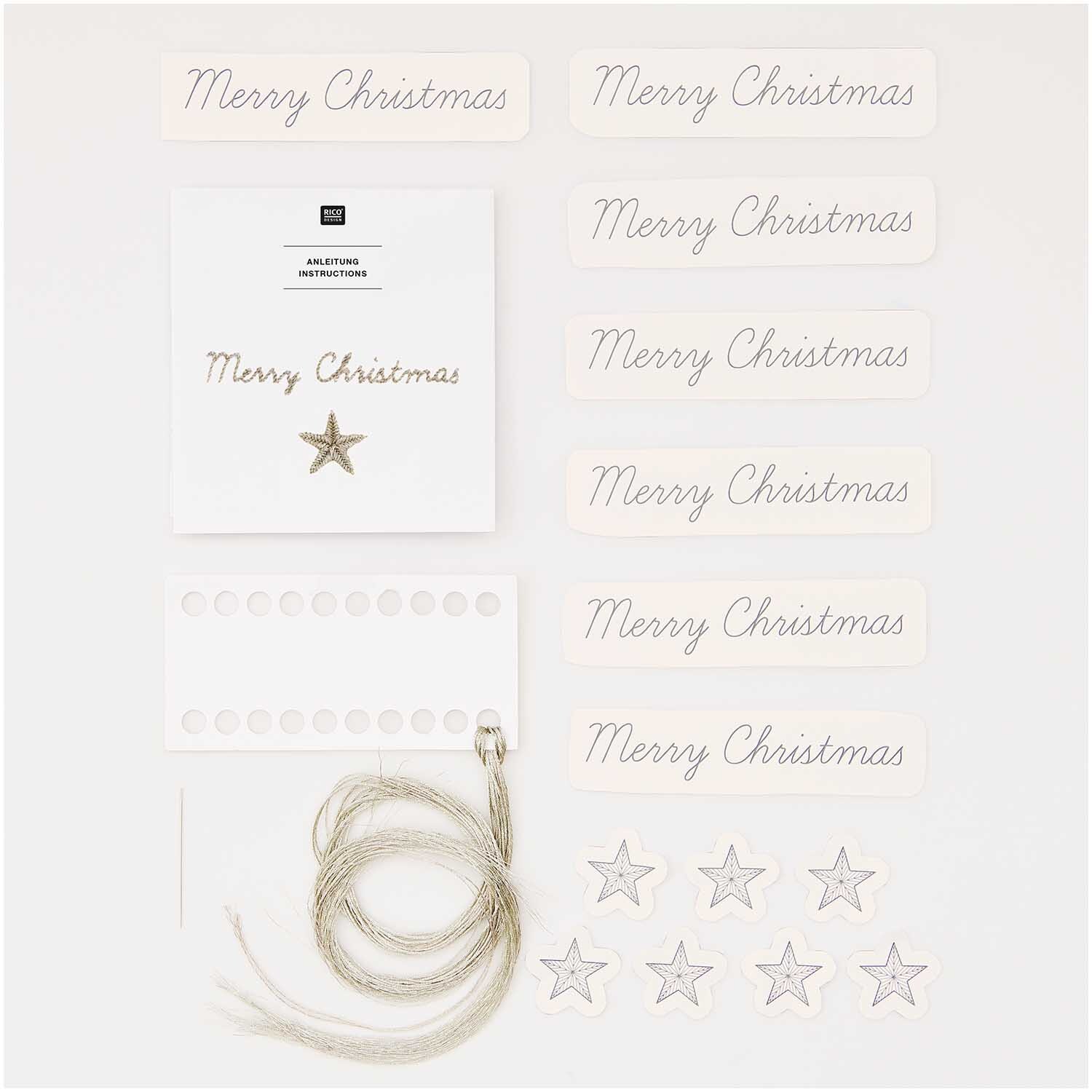 Stick and Stitch Stickpackung Merry Christmas vorgezeichnet von Rico Design