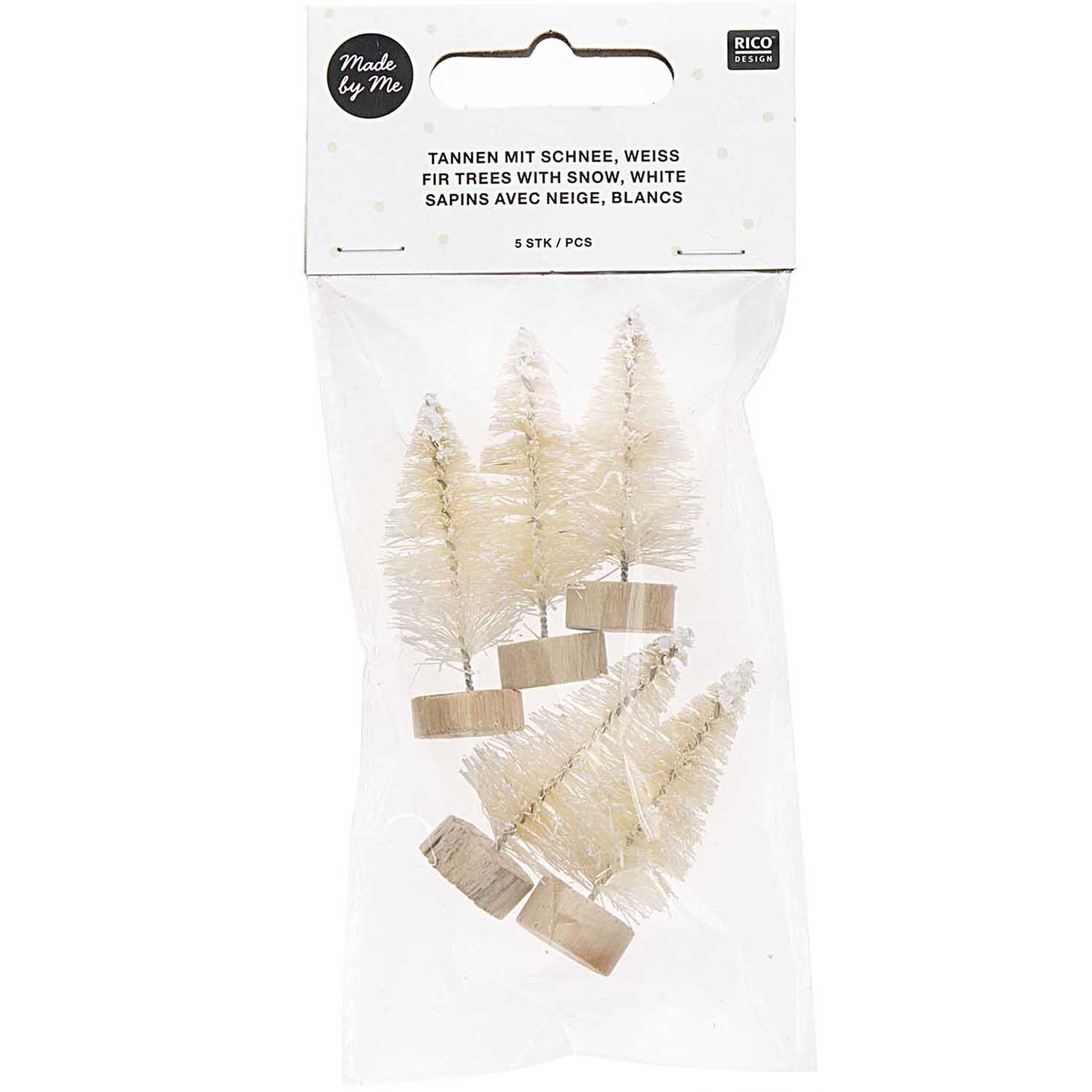 Tannen mit Schnee 5cm 5 Stück Farbe Weiß von Rico Design