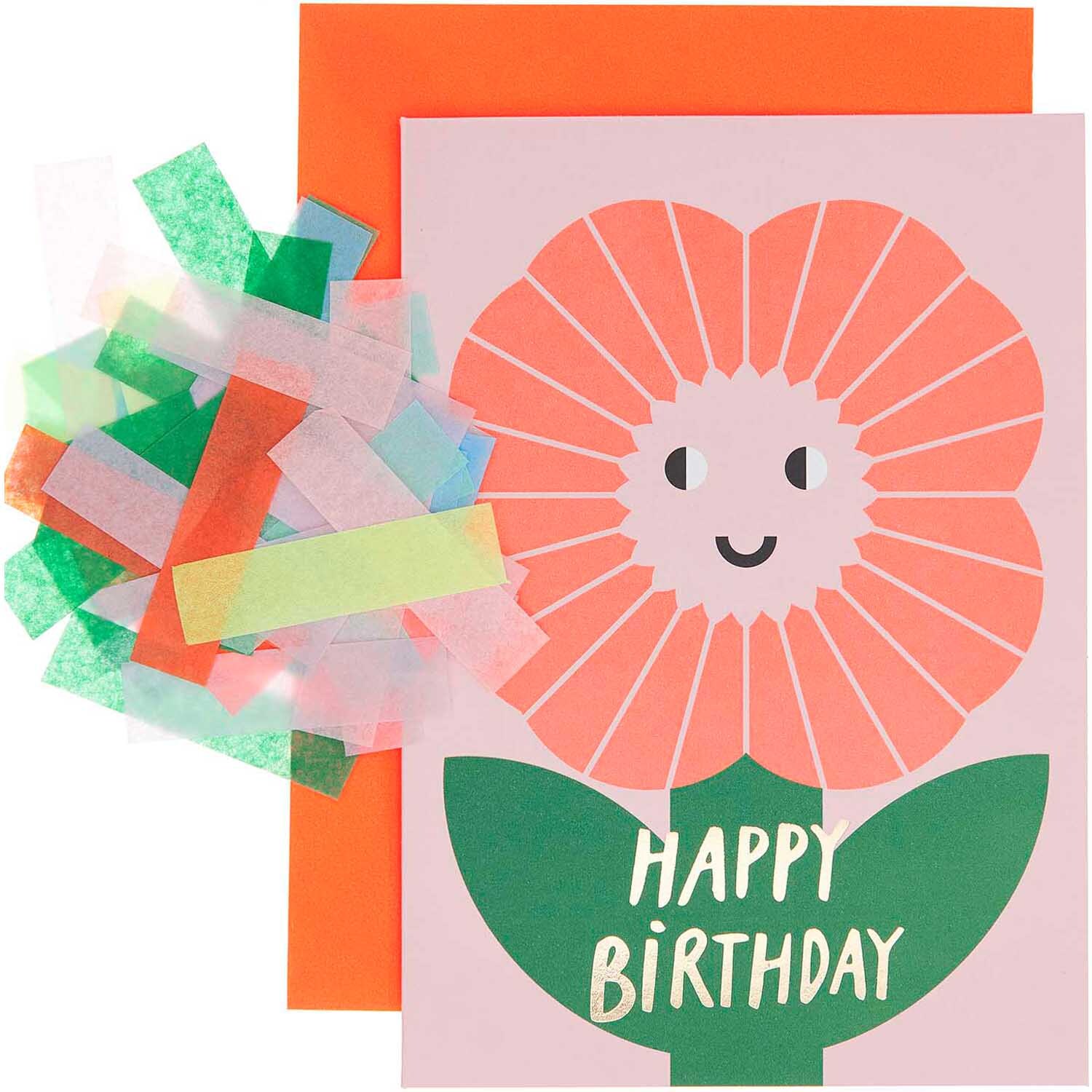 Paper Poetry Grußkartenset Happy Birthday mit fröhlicher Blume und buntem Konfetti von Rico Design.