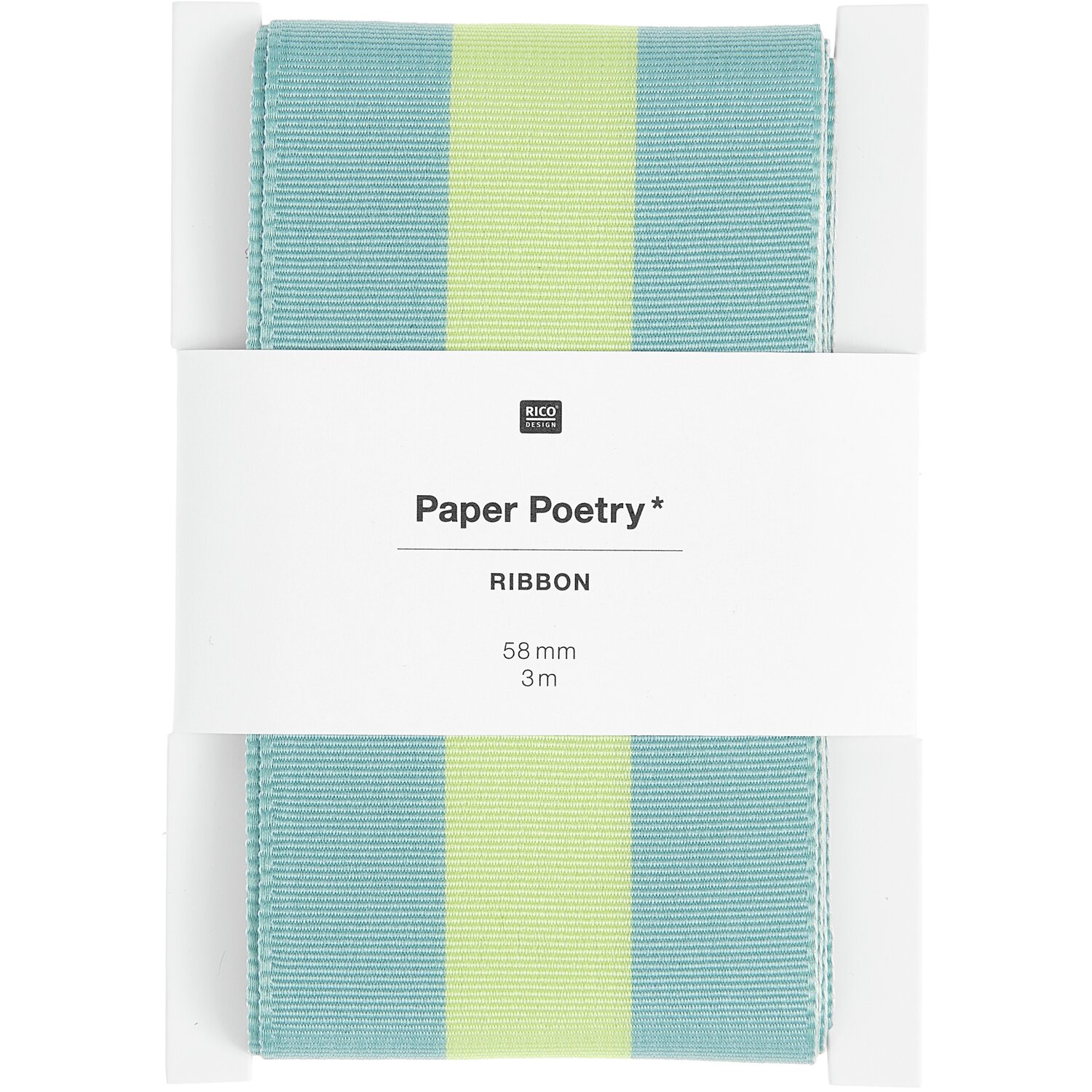 Paper Poetry Webband Streifen Blau-Grün 58mm 3m von Rico Design