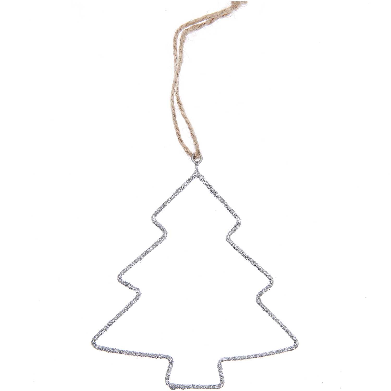 Metallhänger Tannenbaum 10x10cm von Rico Design in Glitter-Silber, ideal für festliche Dekorationen.
