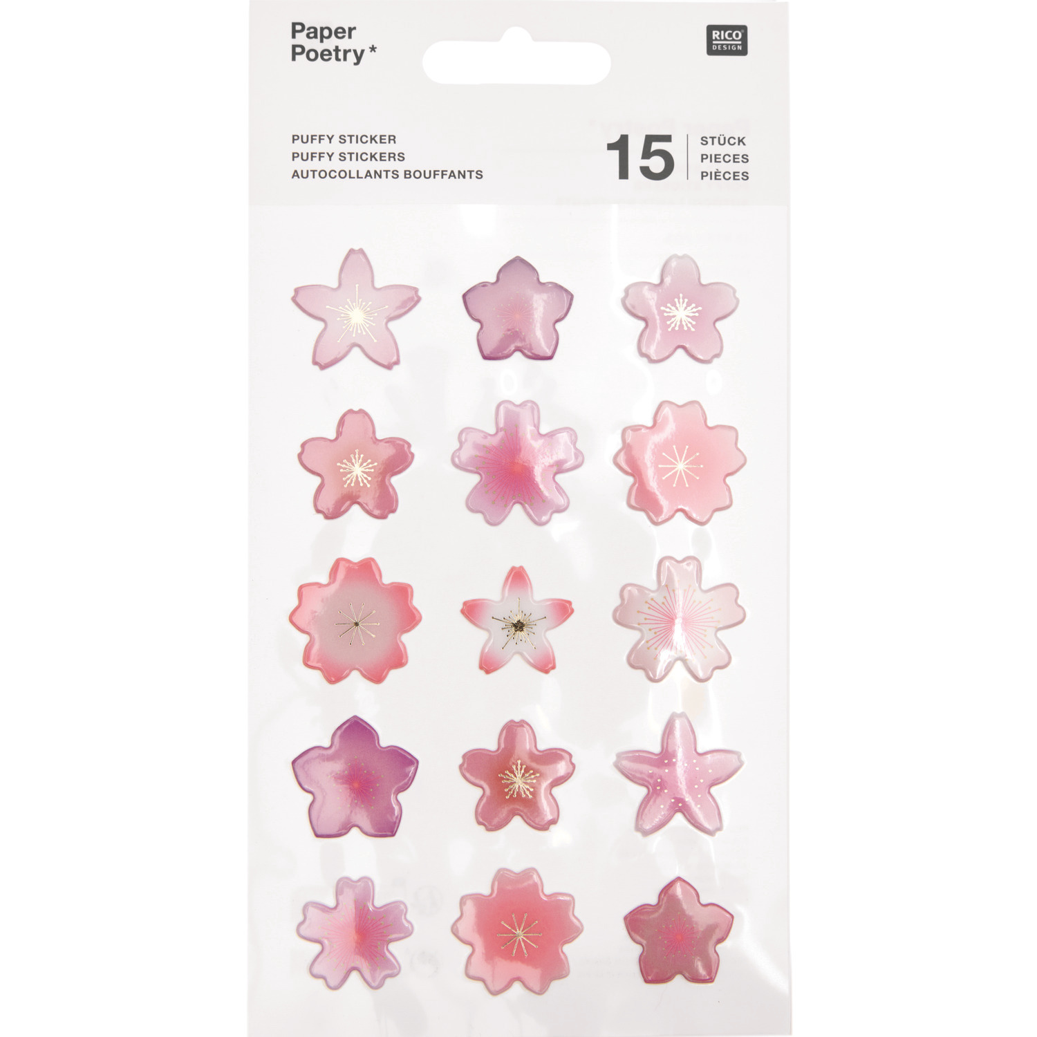 Puffy-Sticker Kirschblüten 15 Stück von Rico Design