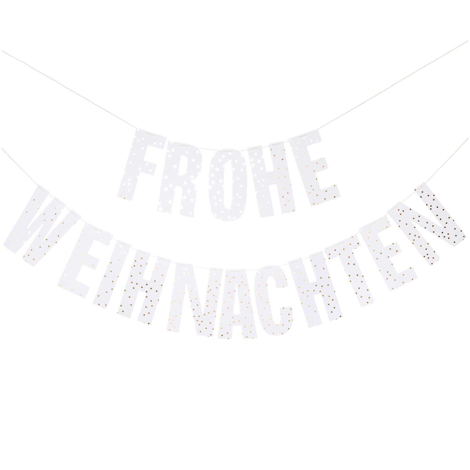 Paper Poetry Girlande Frohe Weihnachten 3m Hot Foil von Rico Design, bunte Buchstaben, festliche Dekoration für die Weihnachtszeit.