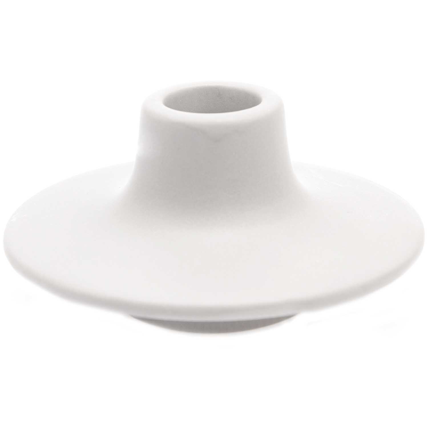 Keramikkerzenhalter 9x9x4,8cm von Rico Design in elegantem Weiß, ideal für stilvolle Dekorationen.