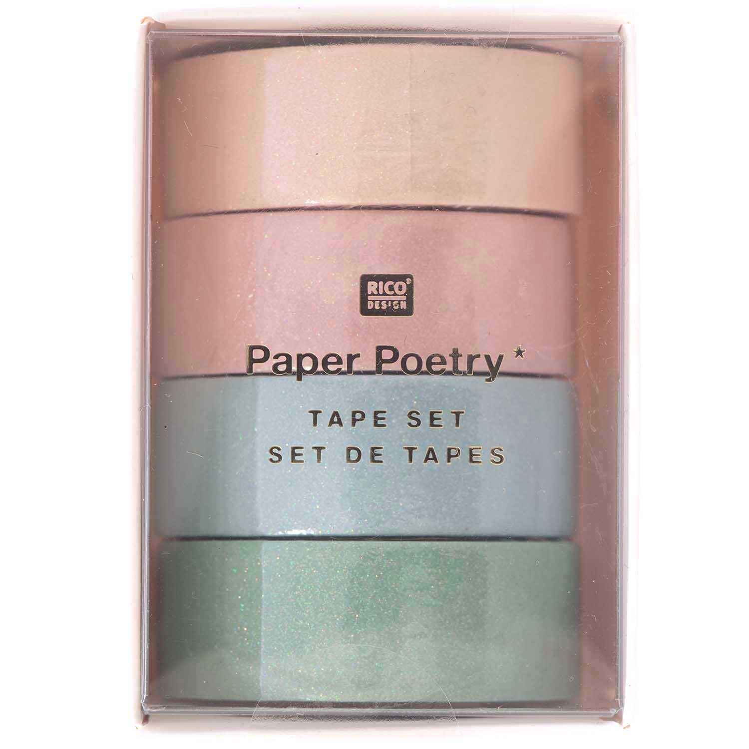 Paper Poetry Tape Set Glitter pastell 15mm 5m 4 Stück von Rico Design