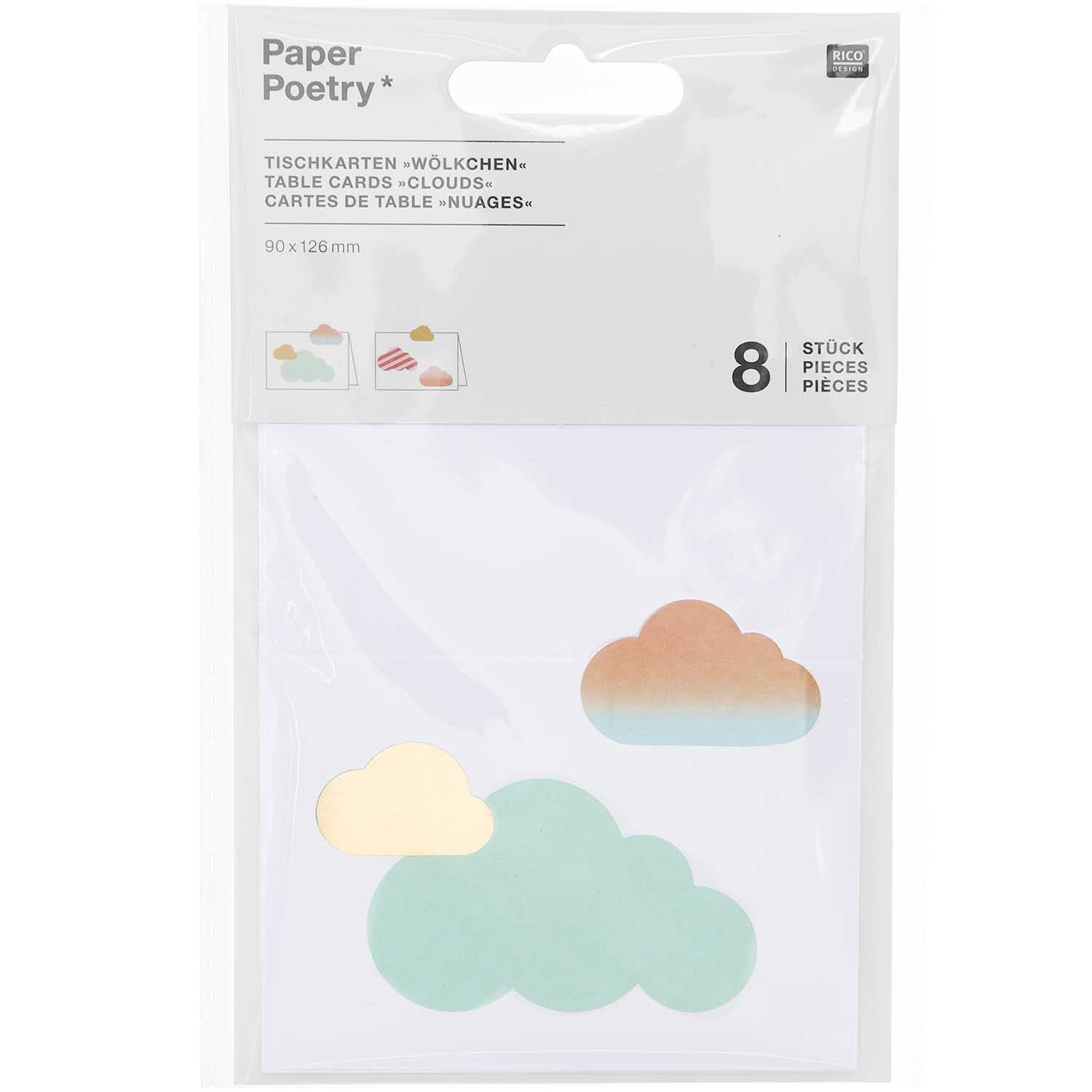 Paper Poetry Tischkarten Wolken 9x12,6cm 8 Stück von Rico Design