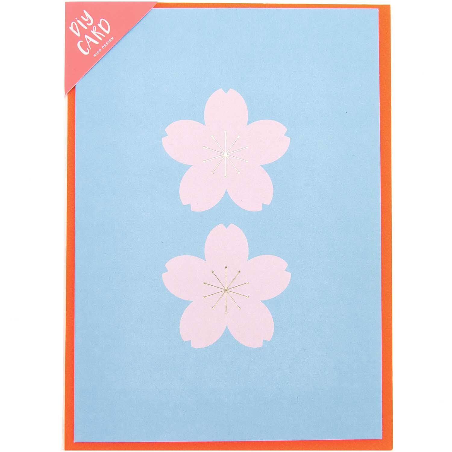 Paper Poetry Grußkartenset Kirschblüten hellblau von Rico Design