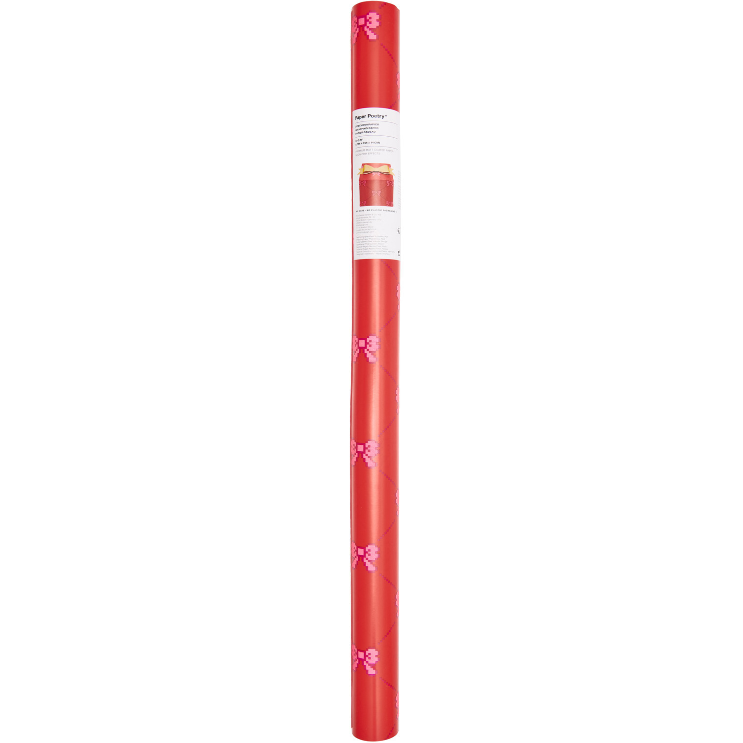 Geschenkpapier Pixel Schleifen 70cm 2m 80g/m² Farbe Rot von Rico Design