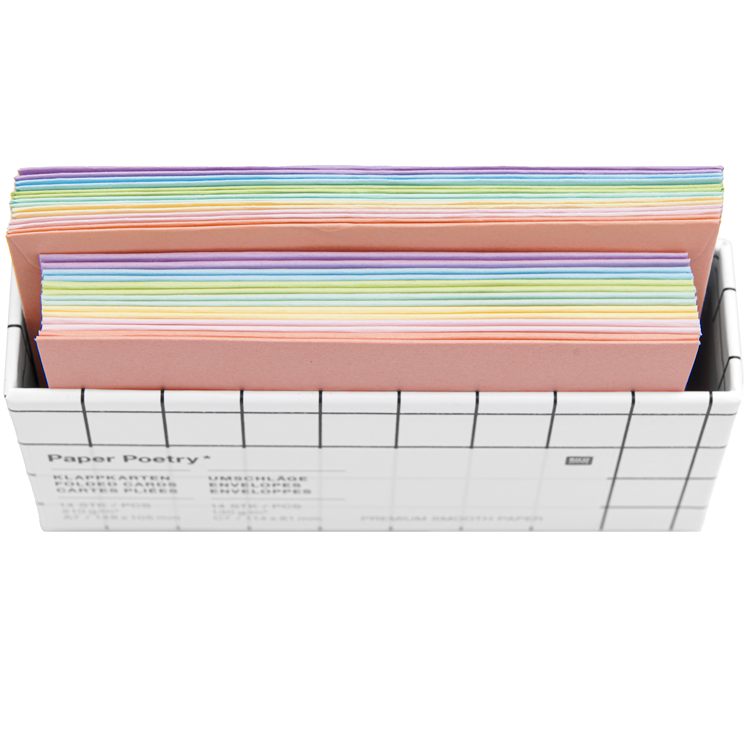 Paper Poetry Kartenset Rainbow pastel C7/A7 28-teilig von Rico Design Paper Poetry Kartenset Rainbow pastel C7/A7, 28-teilig, in einer Box mit bunten Karten von Rico Design.