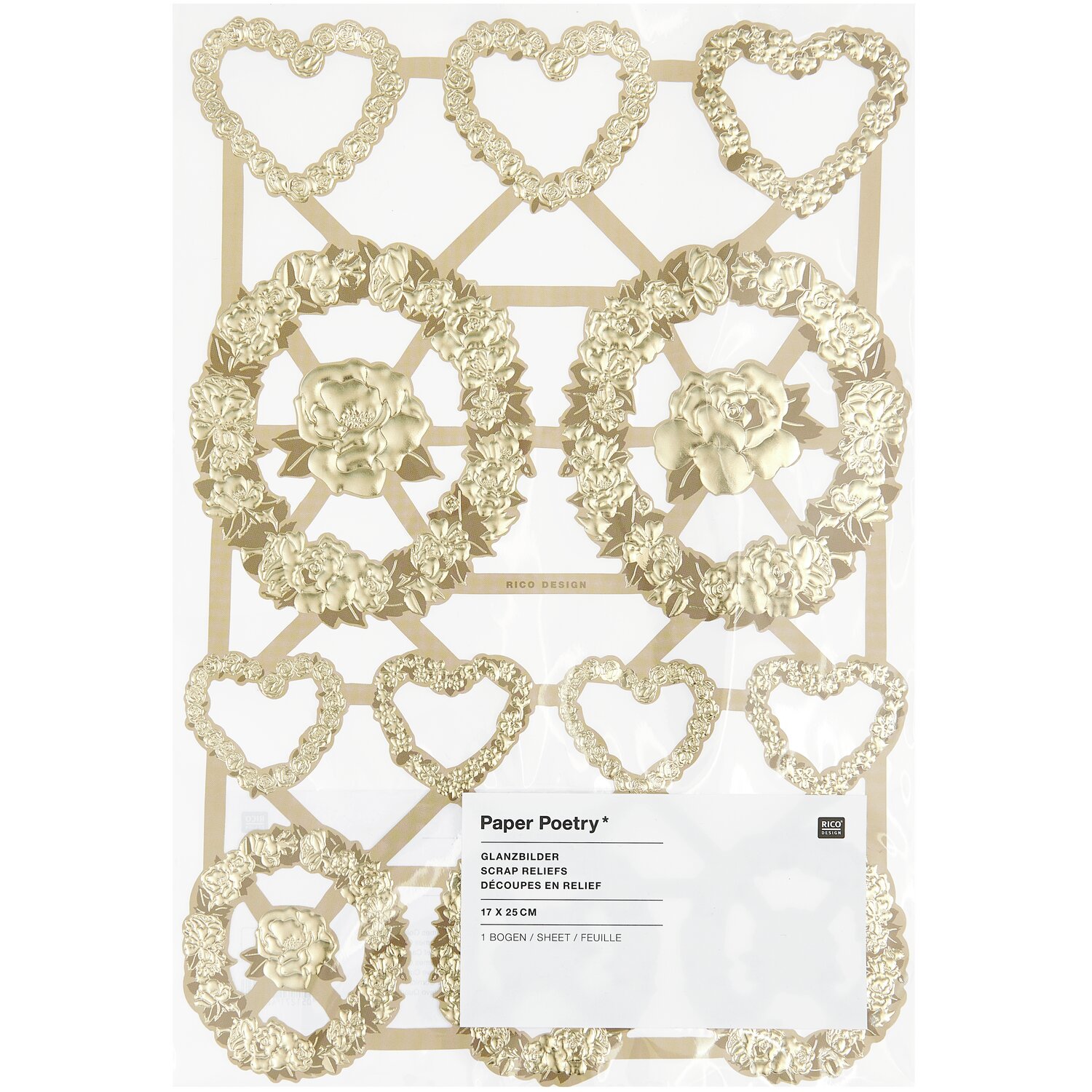 Paper Poetry Glanzbilder Frames Gold  1 Blatt von Rico Design
