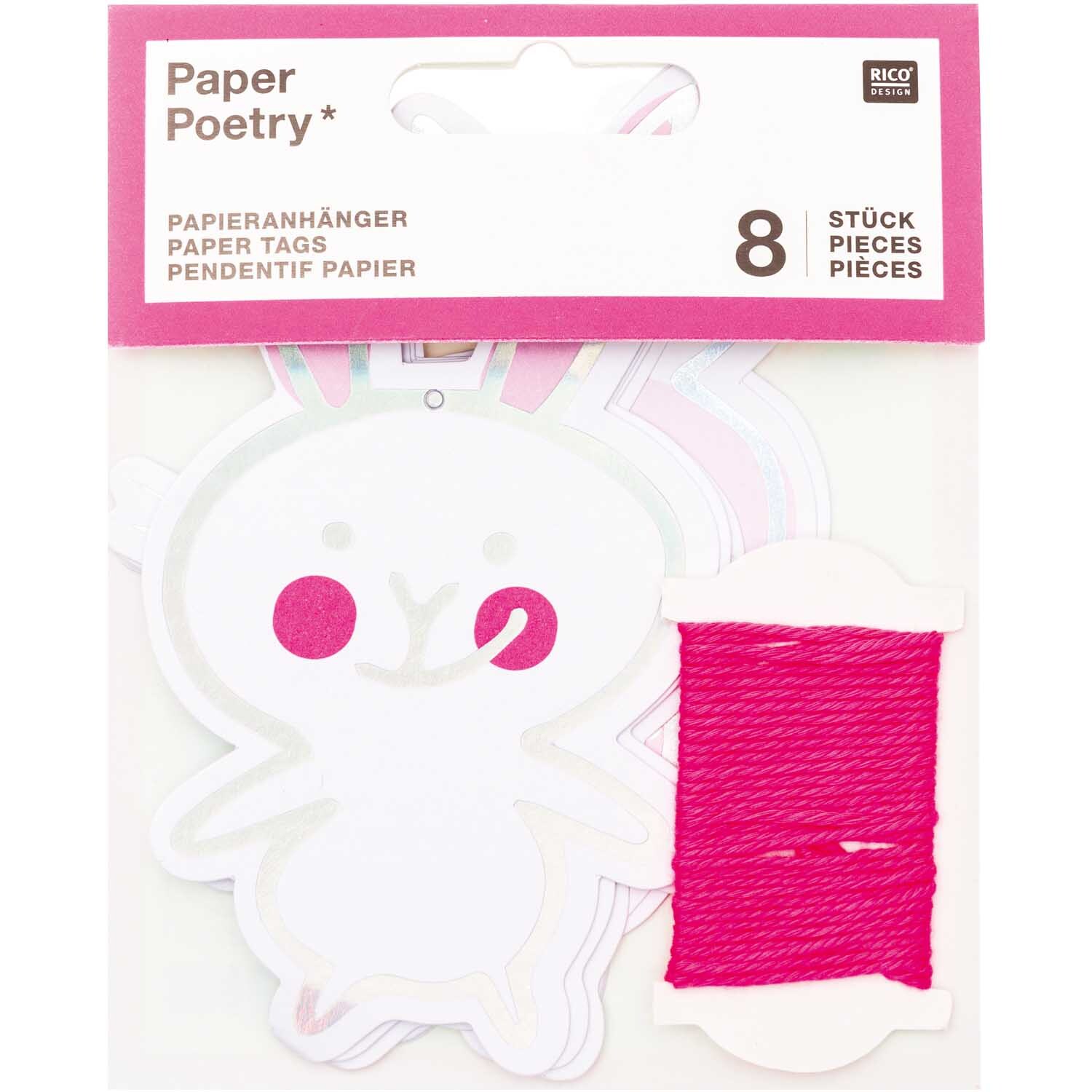 Paper Poetry Papieranhänger Bunnies 8 Stück von Rico Design