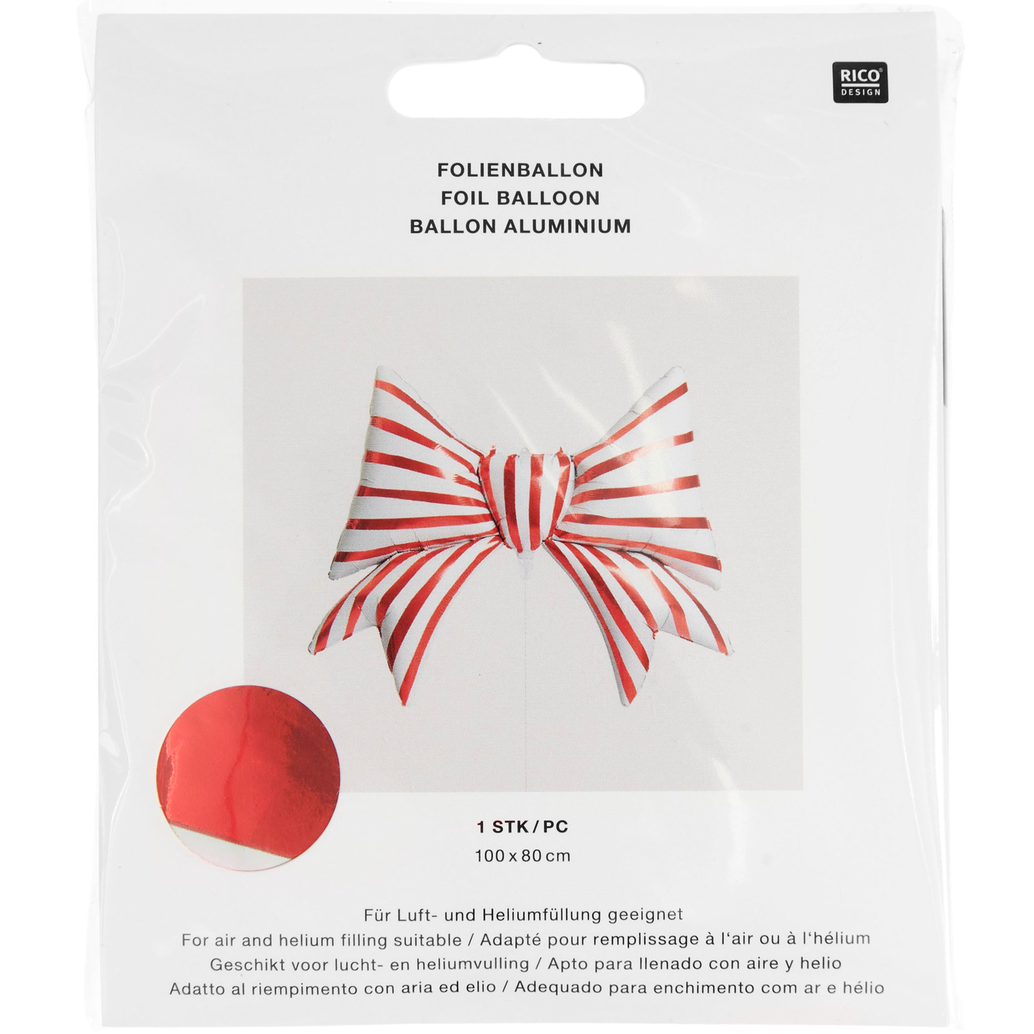 Folienballon Schleife Rot-Weiß 100x80x22cm 1 Stück von Rico Design