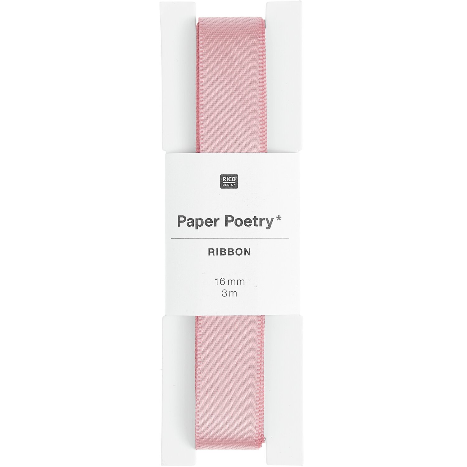 Paper Poetry Satinband 16mm 3m in Altrosa von Rico Design, ideal für kreative Bastelprojekte.