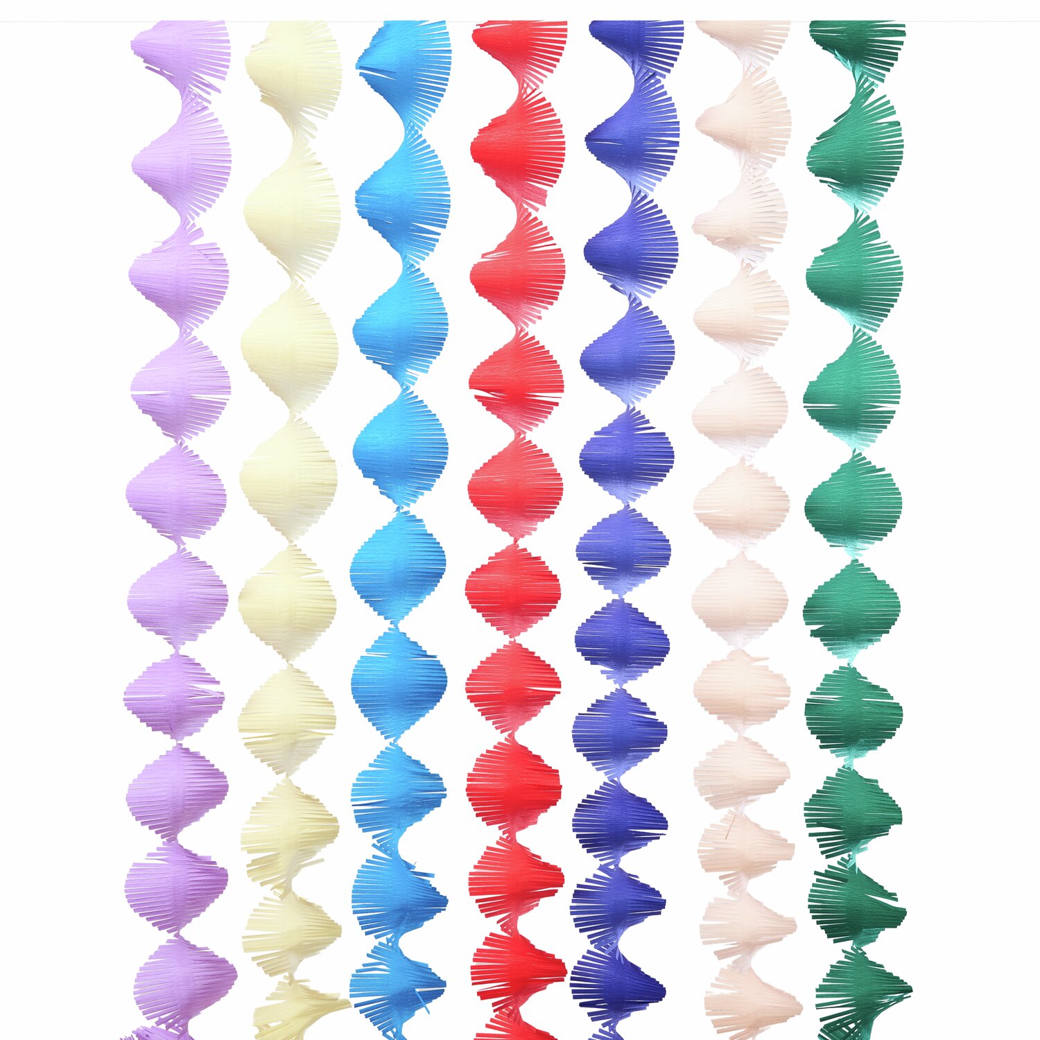 Krepp-Girlande gedreht Magic Rainbow von Rico Design in bunten Farben, 17,5cmx3m, 7 Stück. Ideal für farbenfrohe Dekorationen.