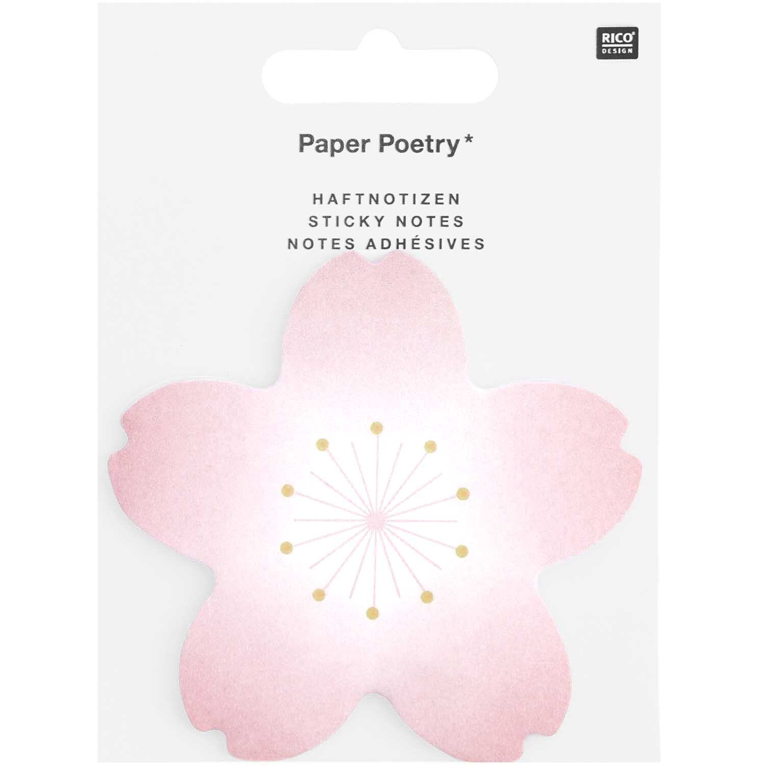 Paper Poetry Haftnotizen Kirschblüte rosa-weiß 50 Blatt 80x76mm von Rico Design