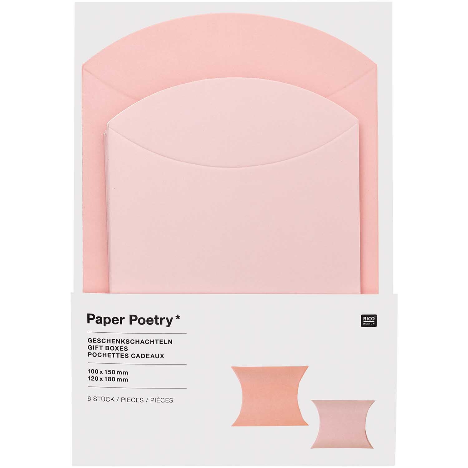 Paper Poetry Geschenkschachteln Set mit 6 rosa Boxen von Rico Design, ideal zum stilvollen Verpacken von Geschenken.