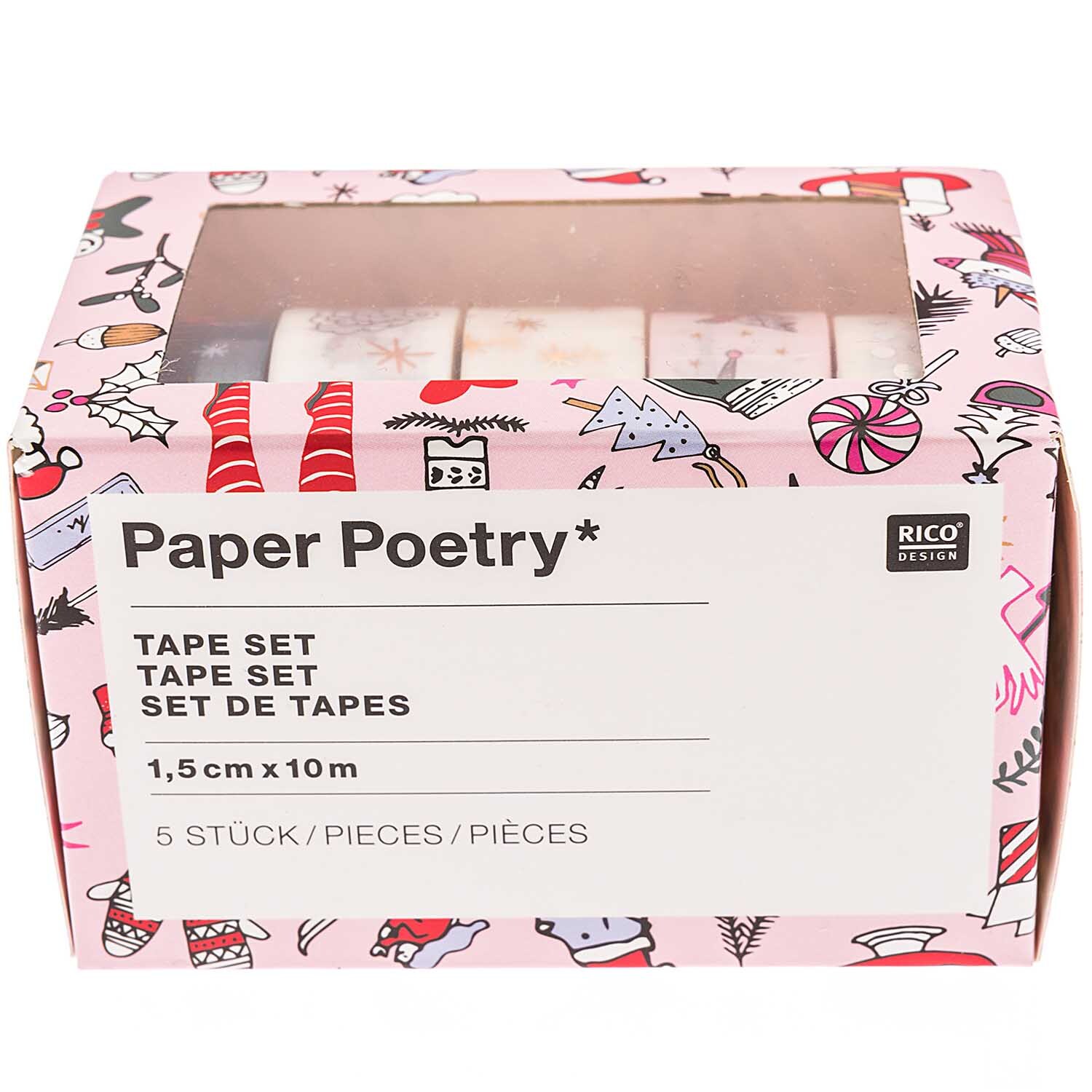 Paper Poetry Tape Set Magical Christmas 1,5cm 10m 5 Stück von Rico Design