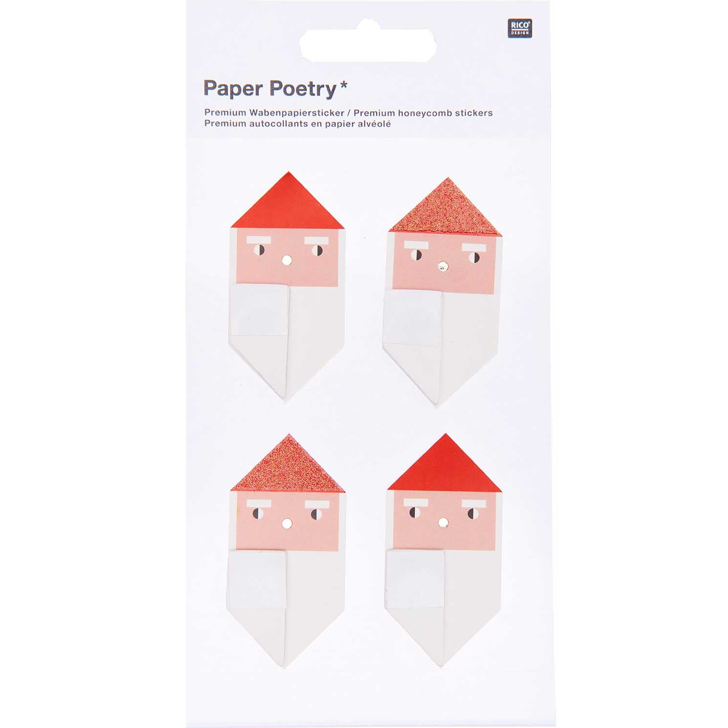 Paper Poetry Wabenpapiersticker Weihnachtsmann 1 Blatt von Rico Design