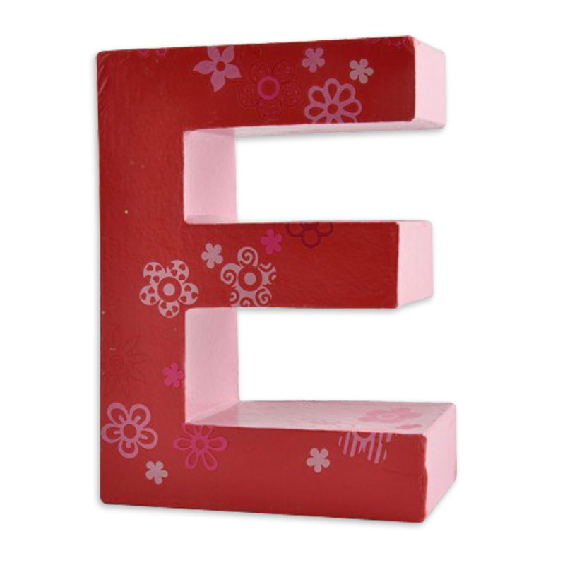 Pappbuchstabe & von Rico Design 3D Papp-Buchstaben stehend: Roter Buchstabe E mit floralen Mustern von Rico Design.