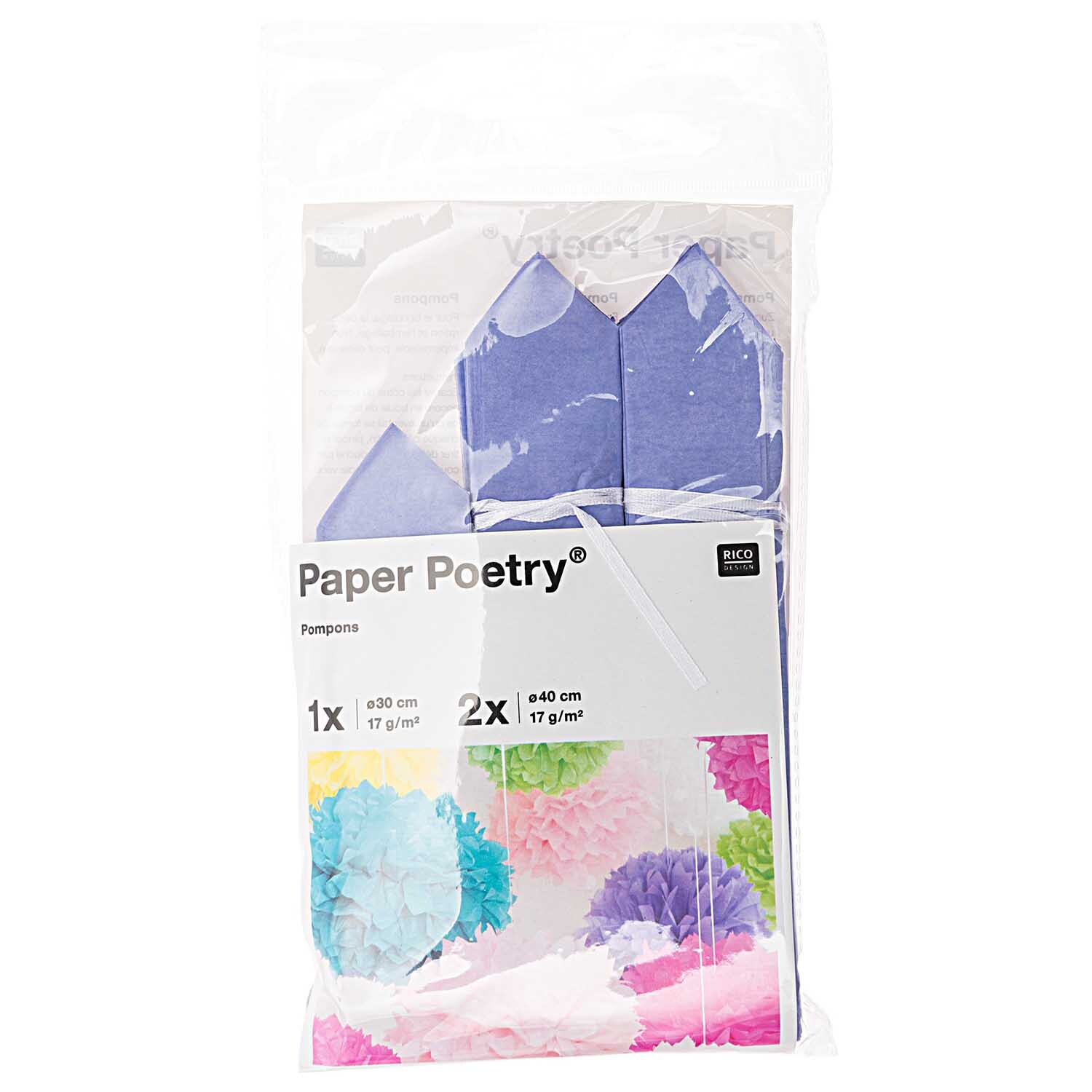 Seidenpapier Pompons 17g/m² 3 Stück Farbe Flieder von Rico Design