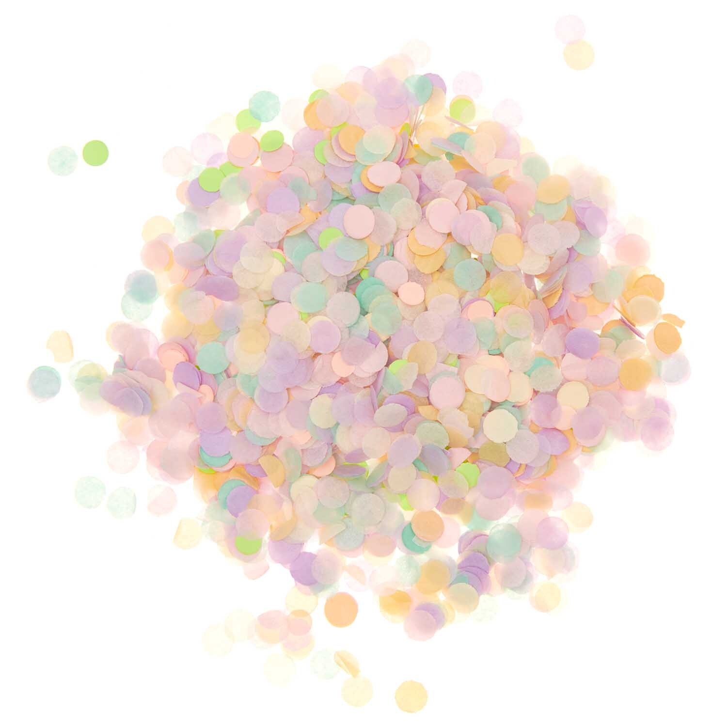 Konfetti Pastell Rainbow Mix 20g: Bunte, runde Konfettis in zarten Pastelltönen, ideal für Feiern.