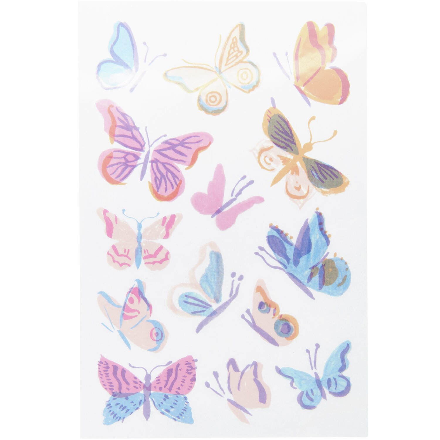 Transfermotiv Schmetterlinge: Buntes Design von Rico Design auf einem Blatt mit verschiedenen Schmetterlingsmotiven.