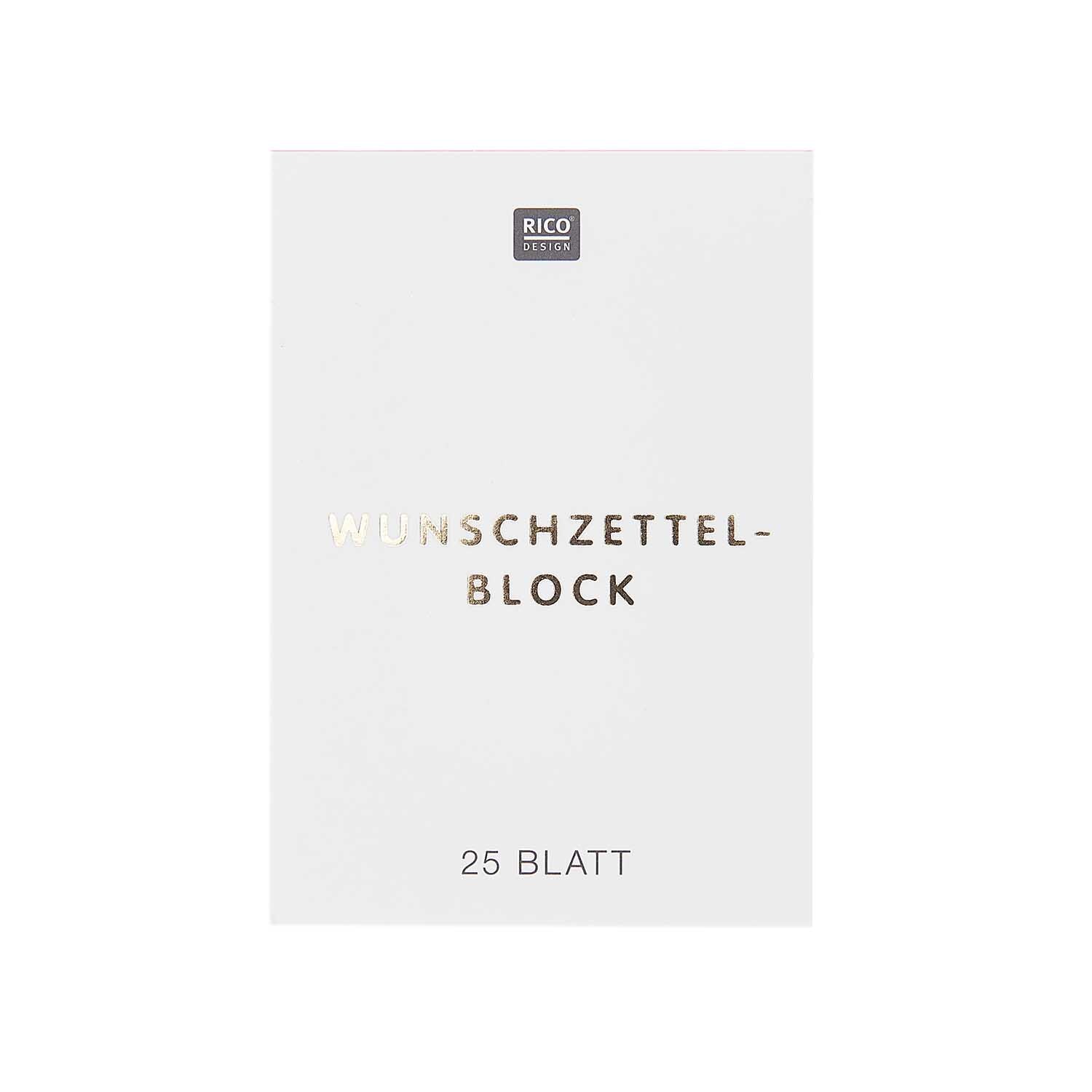 Paper Poetry Wunschzettelblock A8 mit 25 Blatt. Weißer Block von Rico Design, ideal für Notizen.