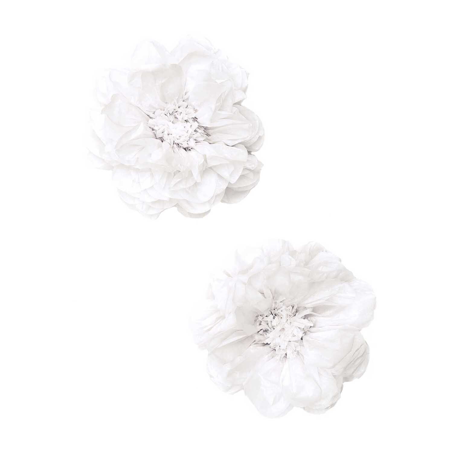 Seidenpapierblumen 25cm 2 Stück von Rico Design in Weiß. Zwei dekorative, weiße Papierblumen.
