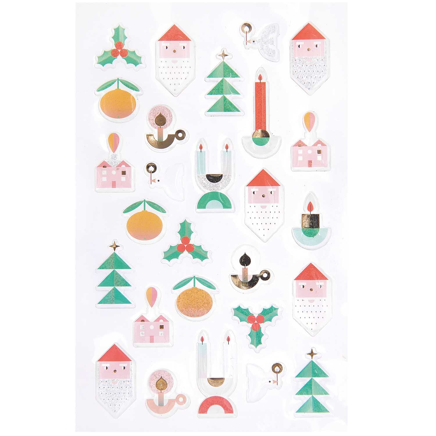 Paper Poetry Gelsticker Weihnachtsfiguren von Rico Design mit bunten Weihnachtsmotiven auf einem Blatt.