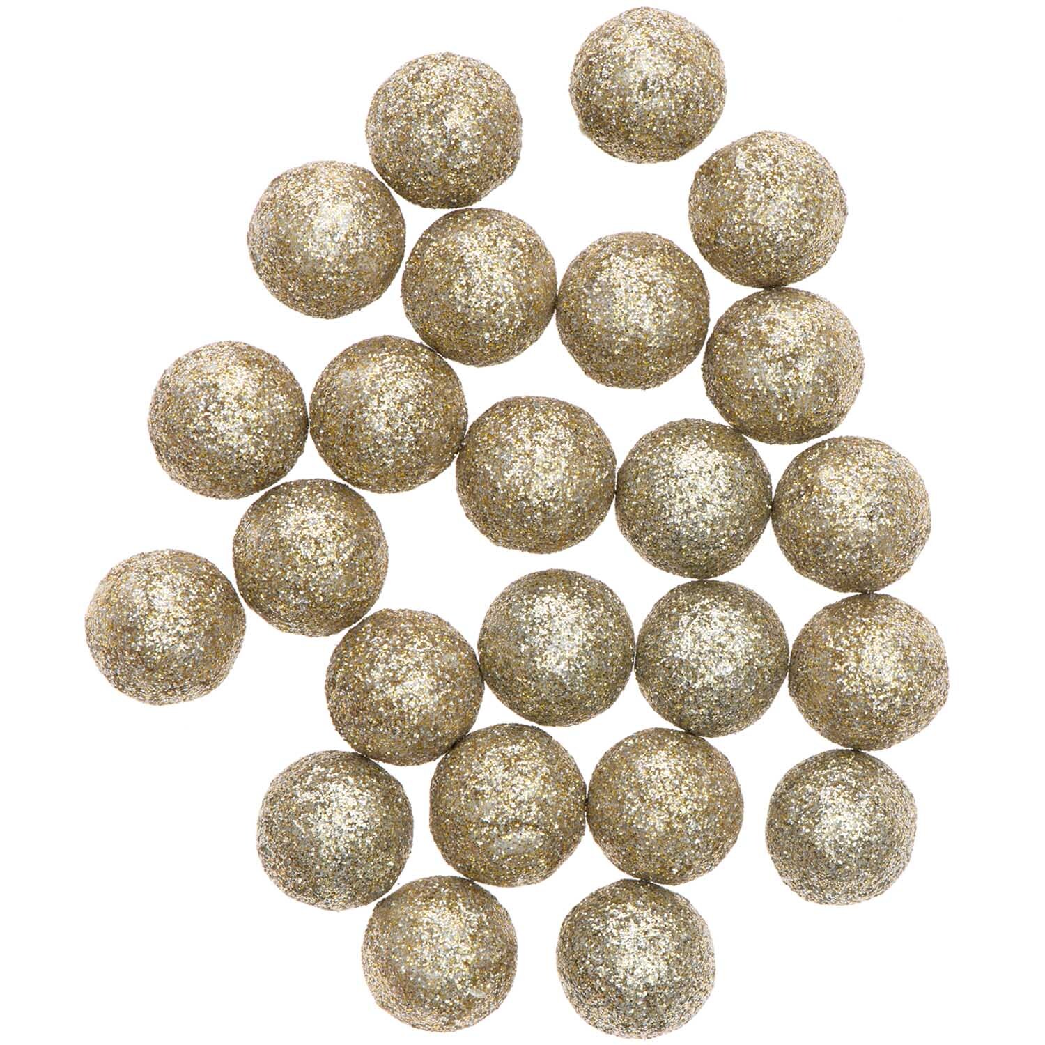 Glitterkugeln gold von Rico Design: Eine Ansammlung goldener Kugeln mit glitzernder Oberfläche.