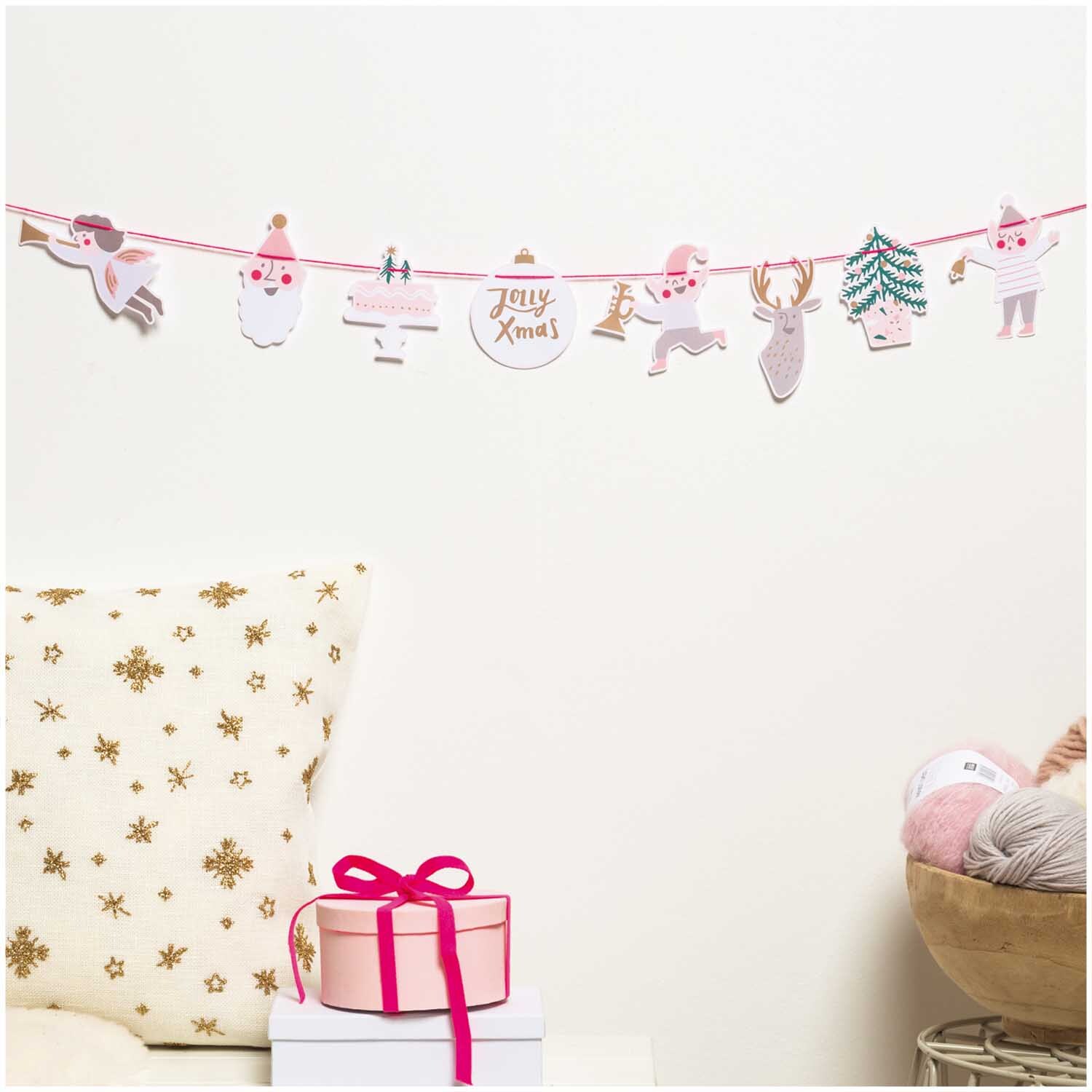 Paper Poetry Girlande Jolly Christmas pastell 2m von Rico Design