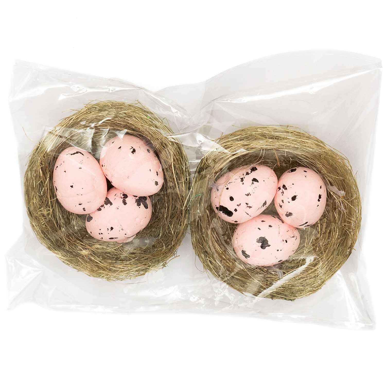 Naturnest mit Eiern rosa 6,5cm 2 Stück von Rico Design