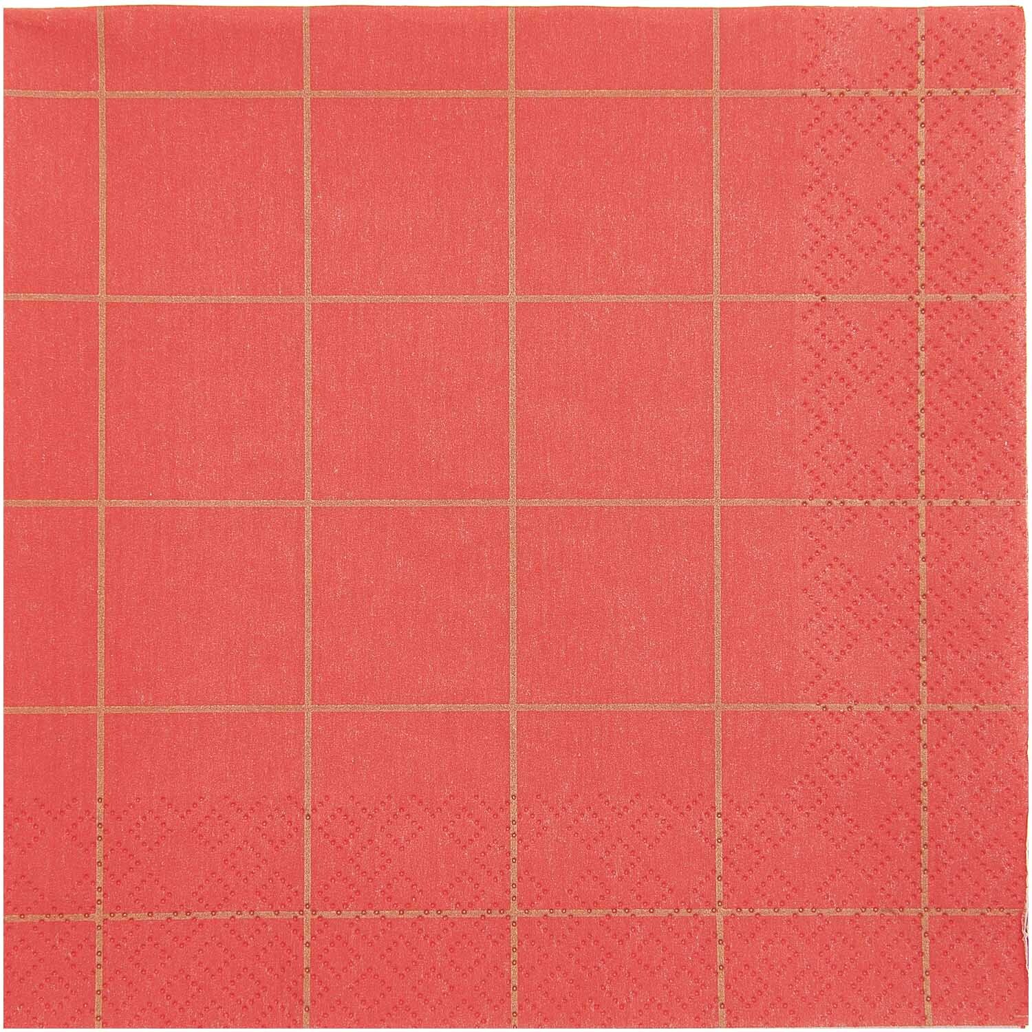 Servietten Raster in Rot-Gold mit elegantem Design von Rico Design, 33x33cm, 20 Stück.