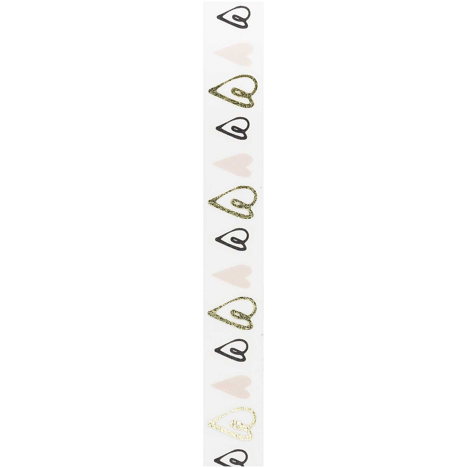 Paper Poetry Tape Herzen puder-gold 1,5cm 10m von Rico Design Paper Poetry Tape mit Herzmotiven in Puder und Gold von Rico Design, ideal für kreative Dekorationen.