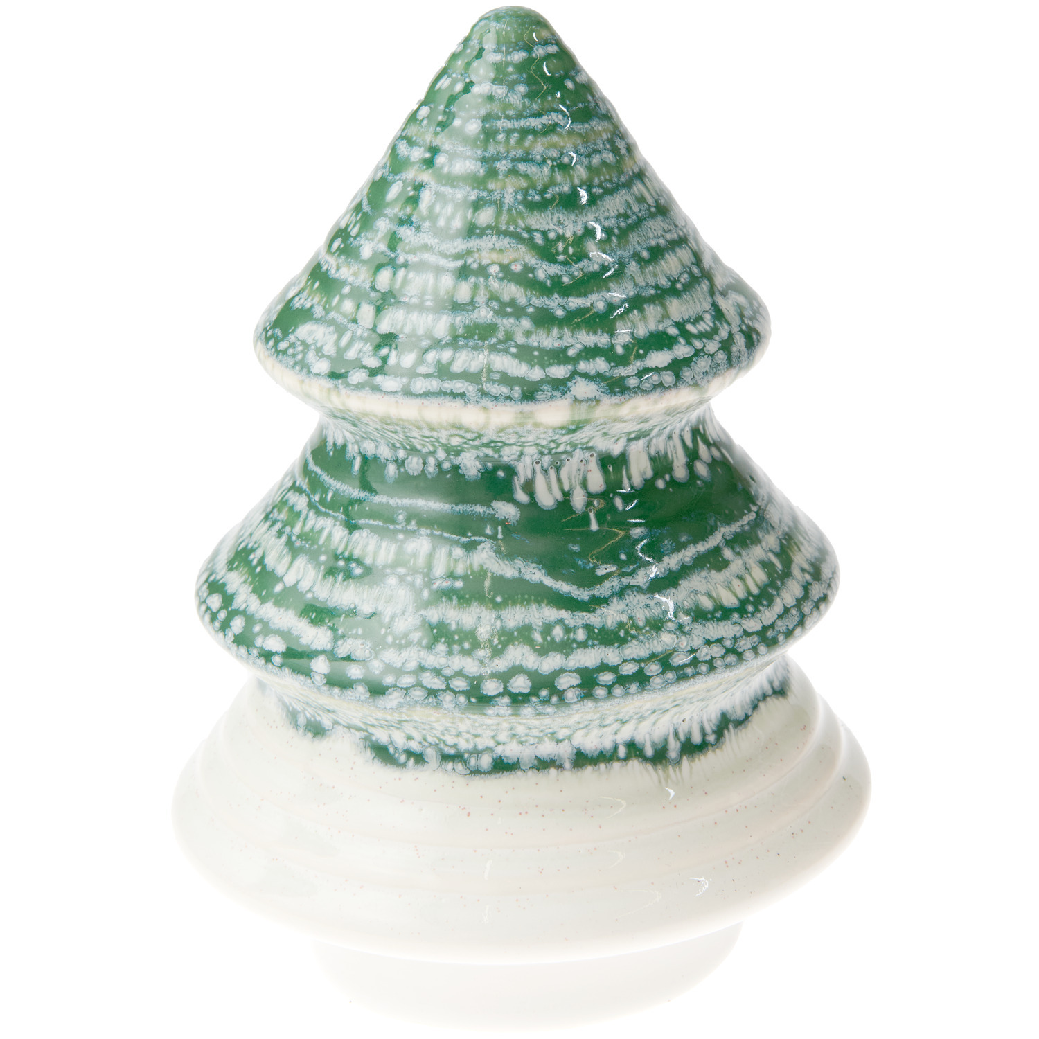Porzellan Tannenbaum Grün-Weiß von Rico Design, dekorativer Baum in Grün und Weiß, Ø10,8x15,5cm.