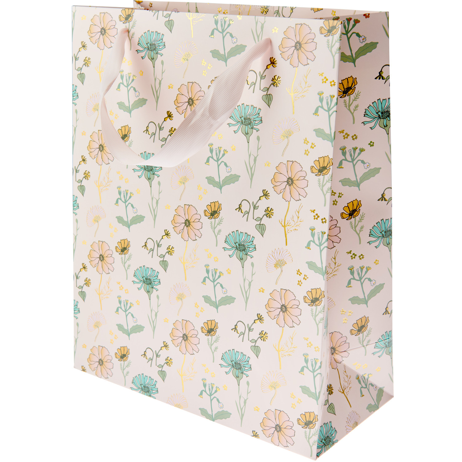 Geschenktüte Blumen Rosa mit floralem Muster, 26x32x12cm, von Rico Design, ideal für Geschenke.