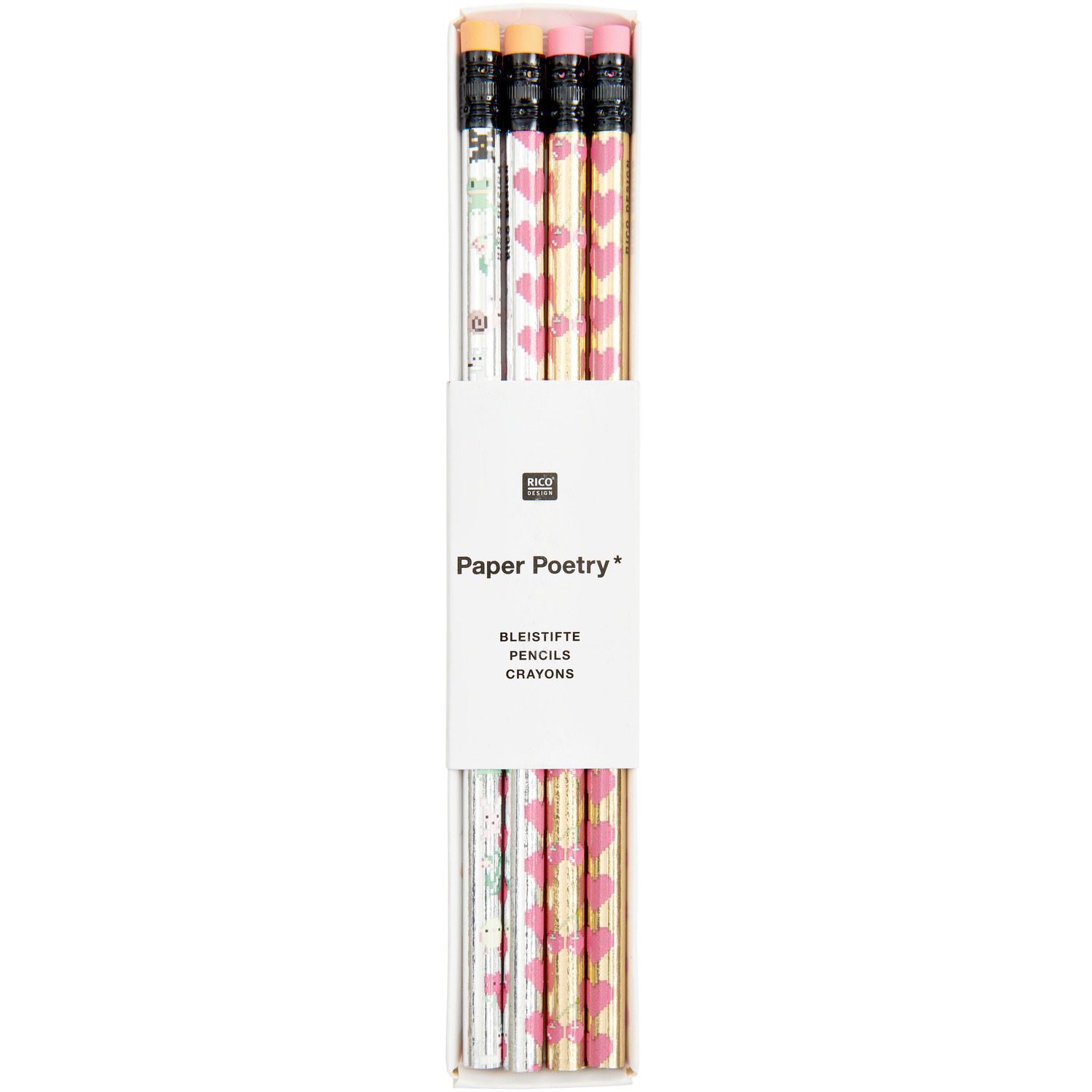 Paper Poetry Bleistift-Set Futschikato Pixel 4 Stück von Rico Design Paper Poetry Bleistift-Set Futschikato Pixel: Vier Bleistifte von Rico Design mit einzigartigem Pixel-Design. Ideal für kreative Projekte.