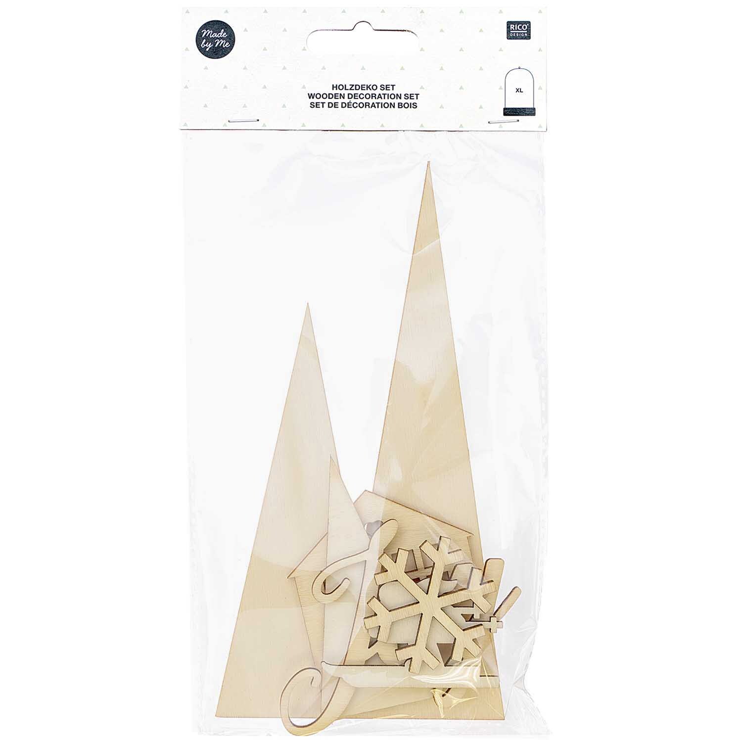 Holzdeko-Set Berglandschaft für XL-Dekohaube 6-teilig von Rico Design