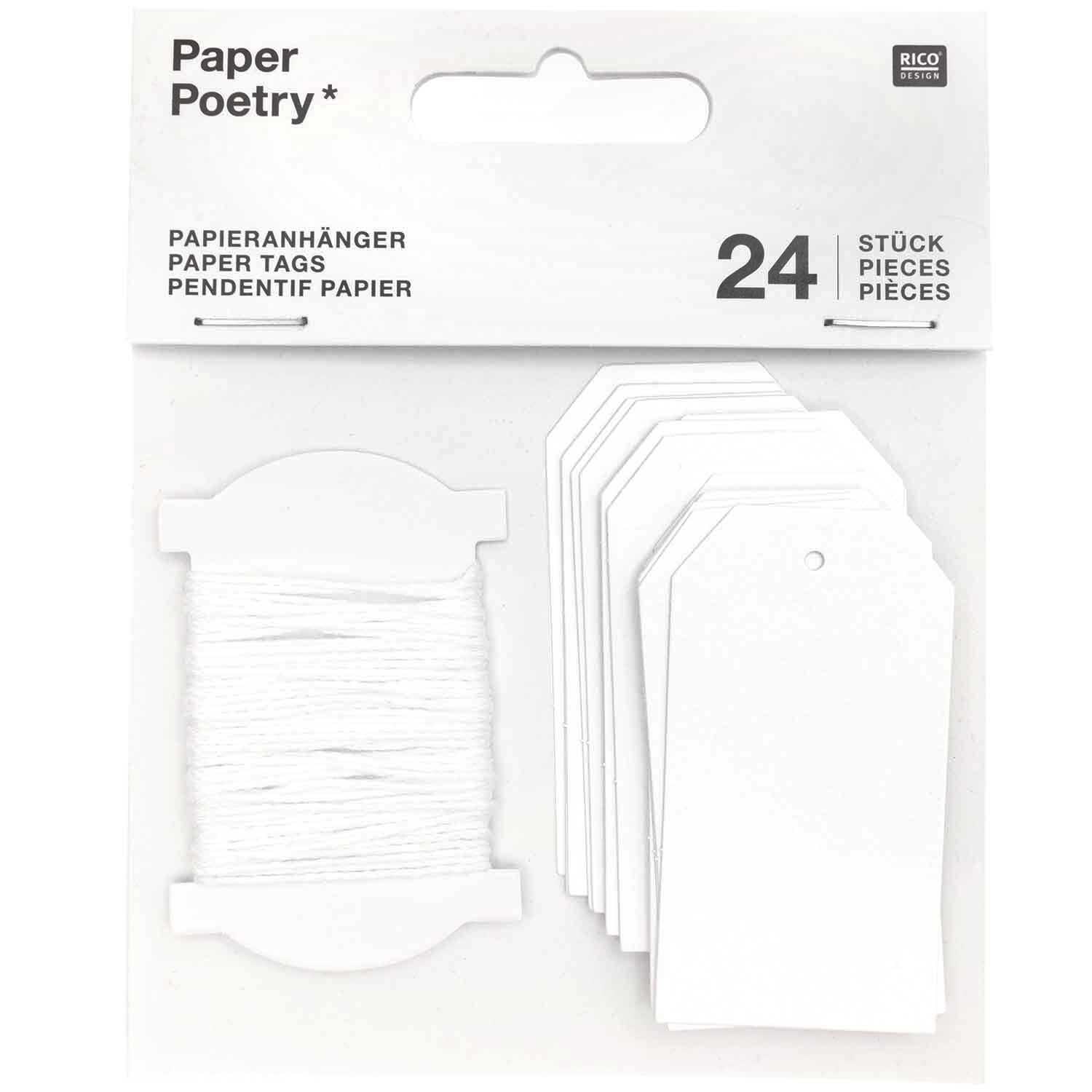 Paper Poetry Papieranhänger weiß 24 Stück von Rico Design