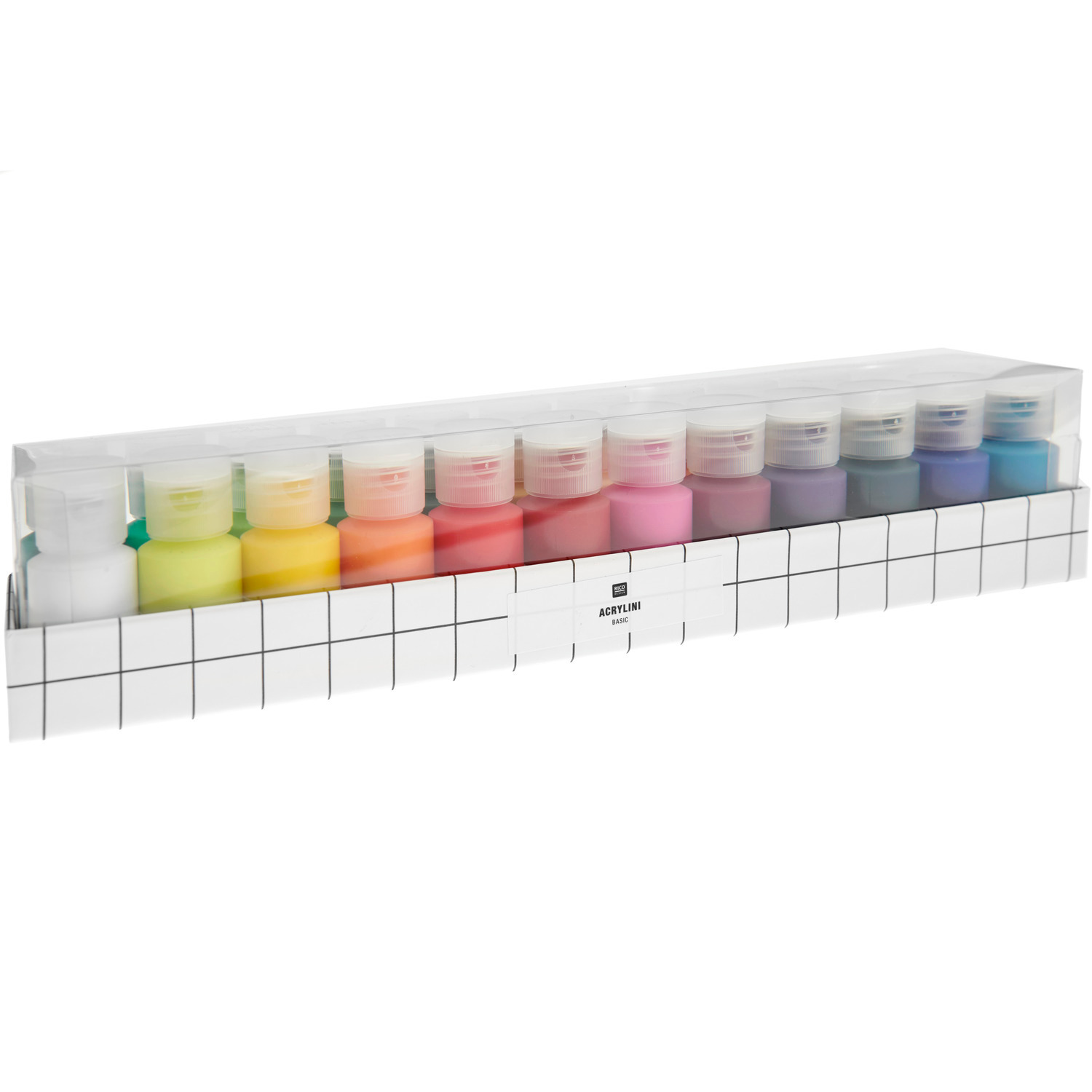 Acrylini Acrylfarben Set Basic: 24 leuchtende Farben in 22ml Tuben, ideal für kreative Projekte.