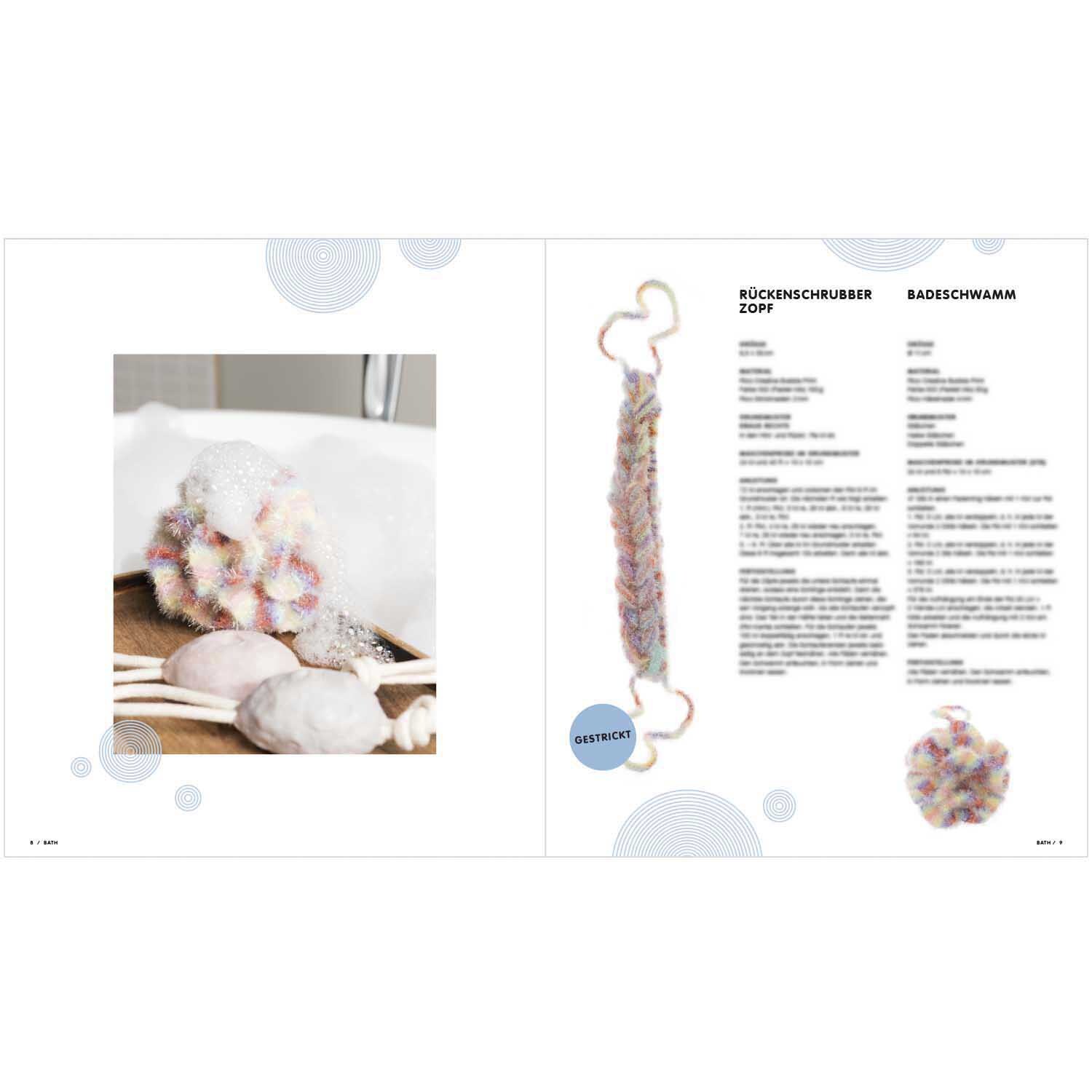 Creative Bubble - Bubble Bath: Bunter Badeschwamm von Rico Design in einer Badewanne mit Schaum.