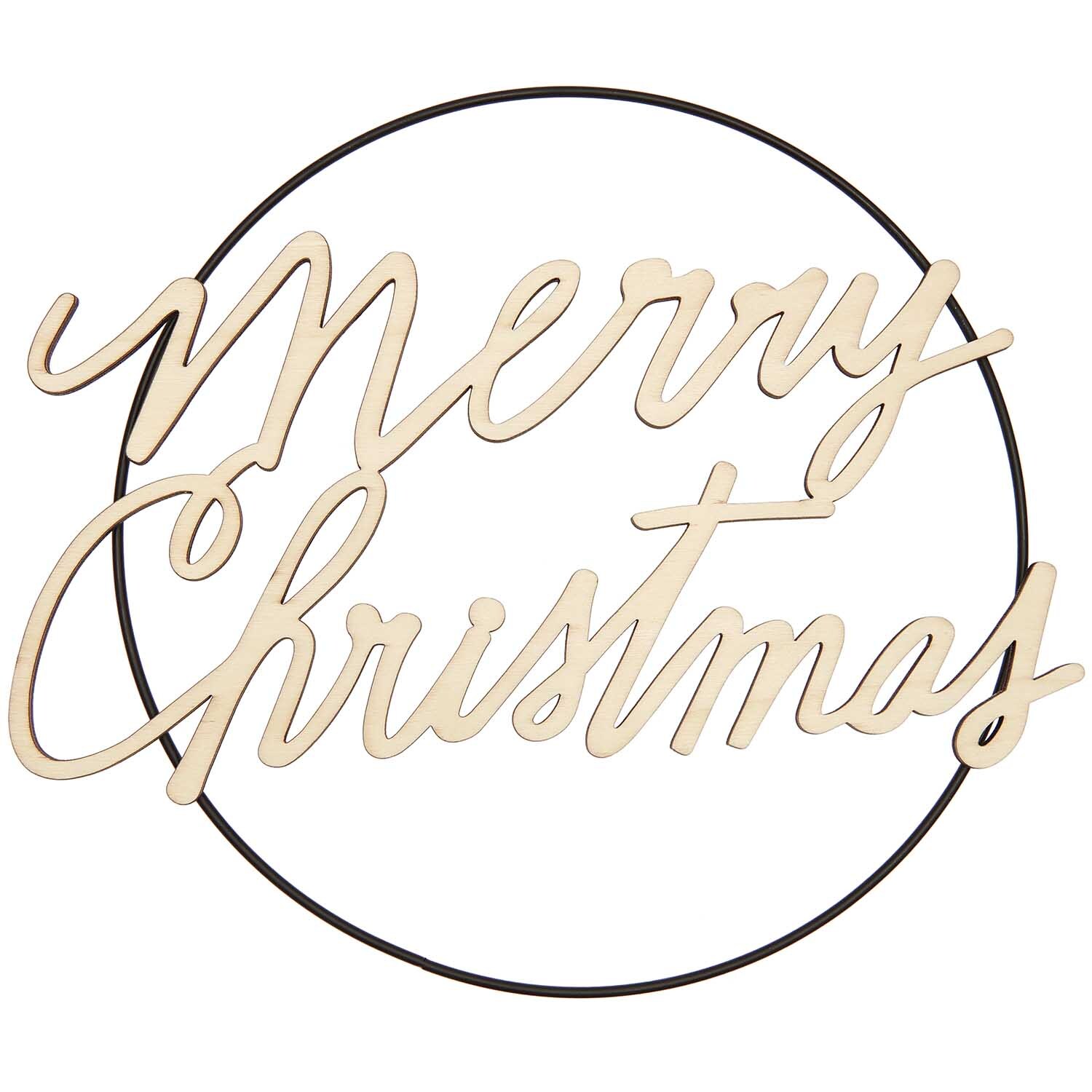 Holzschriftzug magnetisch "Merry Christmas" 28,5x18,5cm von Rico Design Holzschriftzug "Merry Christmas" in Kreisform, magnetisch, von Rico Design, ideal für festliche Dekorationen.