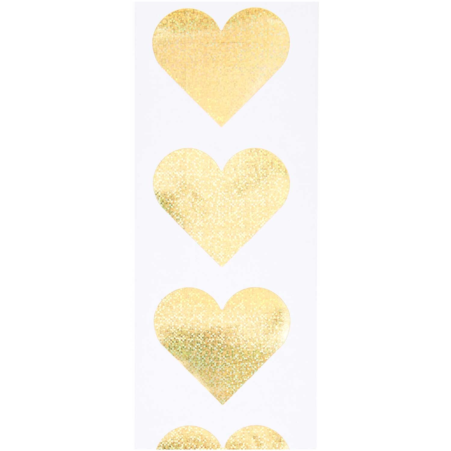 Paper Poetry Sticker Herzen, gold-holographisch, von Rico Design. Rolle mit 120 glänzenden Herzstickern.