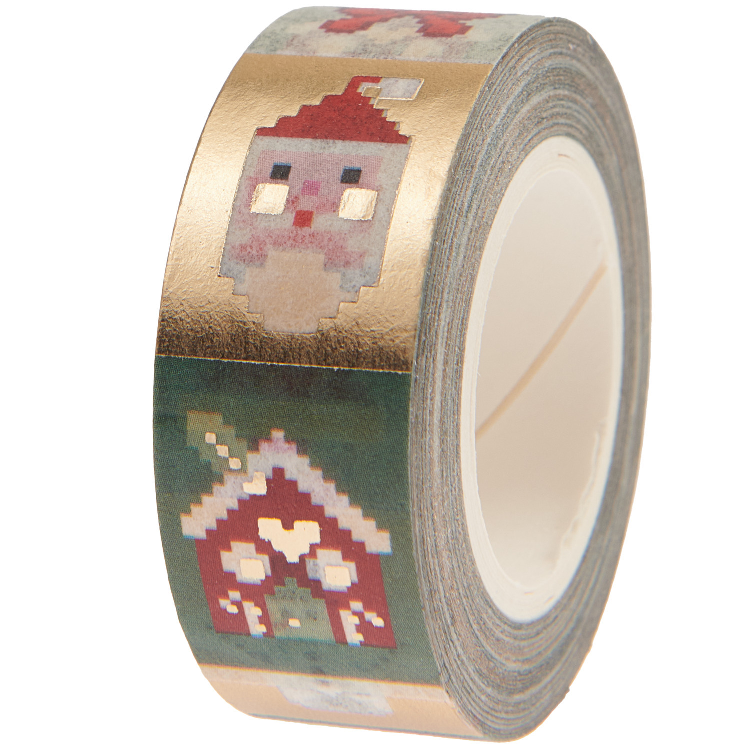 Paper Poetry Tape Put a Bow on It Pixel mit weihnachtlichen Pixelmotiven von Rico Design, 1,5cm x 10m.