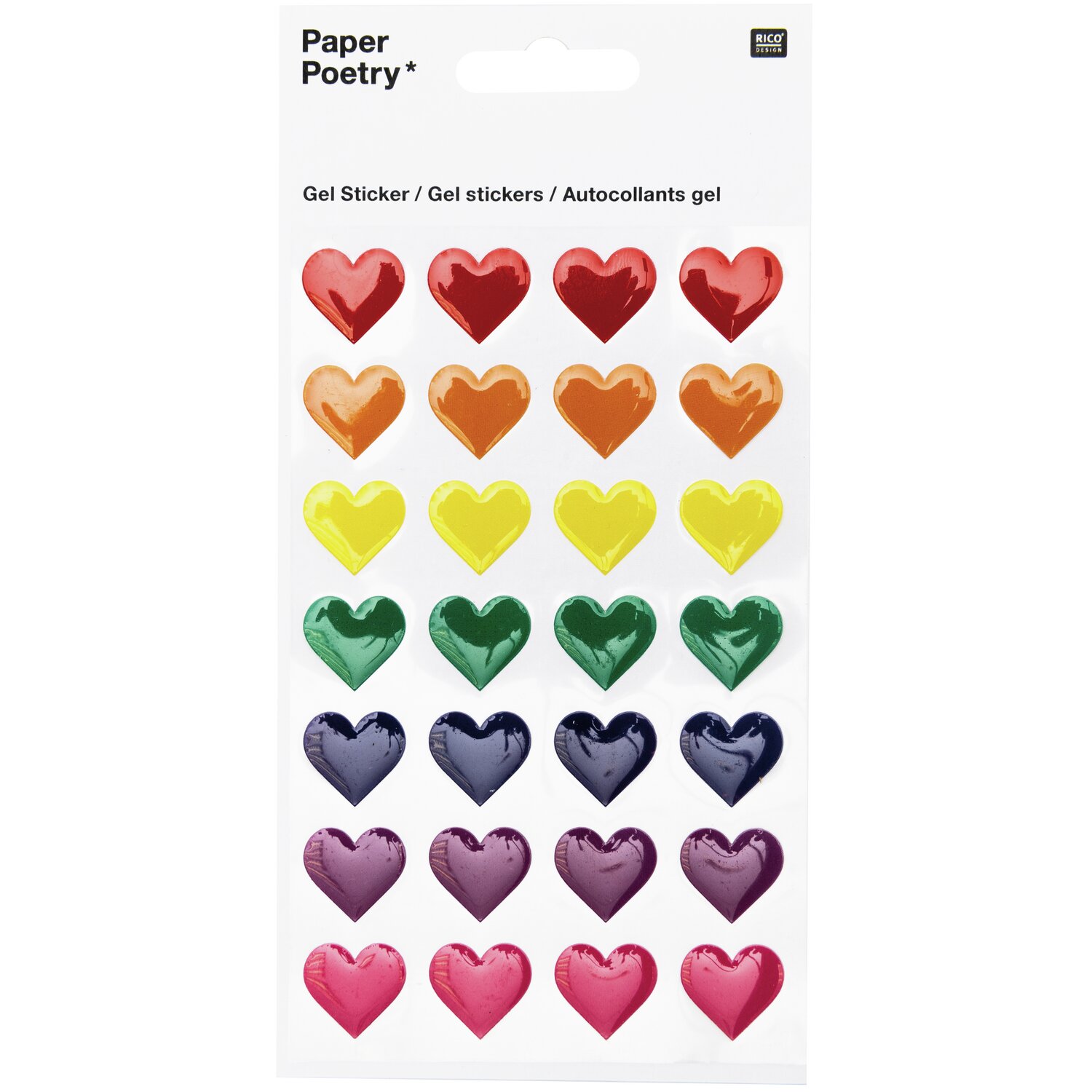Paper Poetry Sticker Herzen mehrfarbig groß von Rico Design